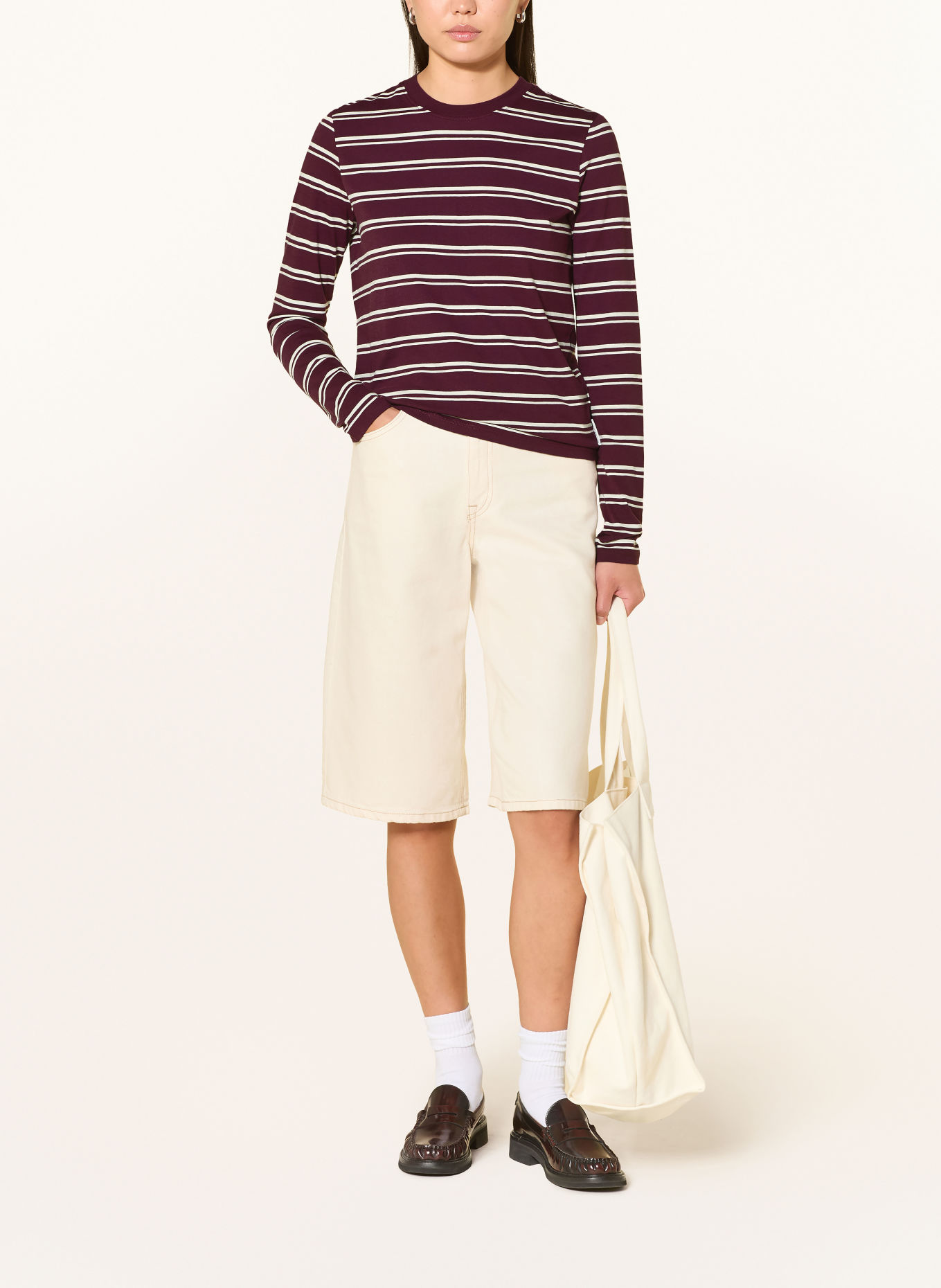 Marc O'Polo DENIM Long-sleeve shirt: DARK RED / WHITE