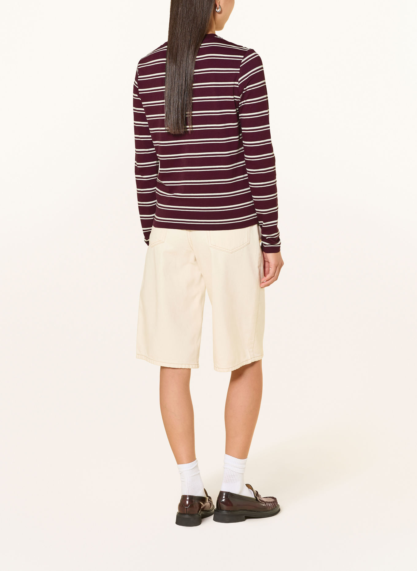 Marc O'Polo DENIM Long-sleeve shirt: DARK RED / WHITE