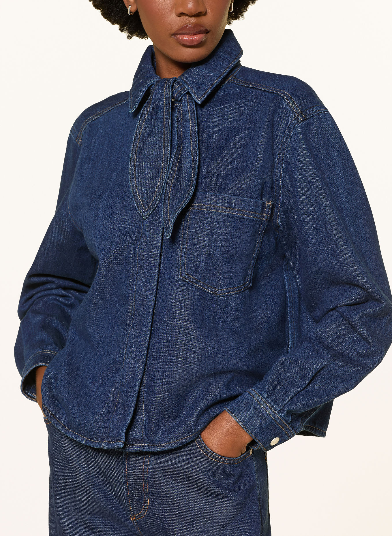 Marc O'Polo DENIM Spijkerjasje met afneembare kraag: 4440 Dark Blue_Multi_01