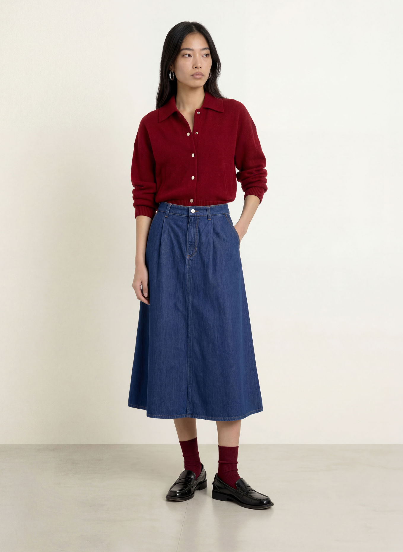 Marc O'Polo DENIM Strickjacke: DUNKELROT