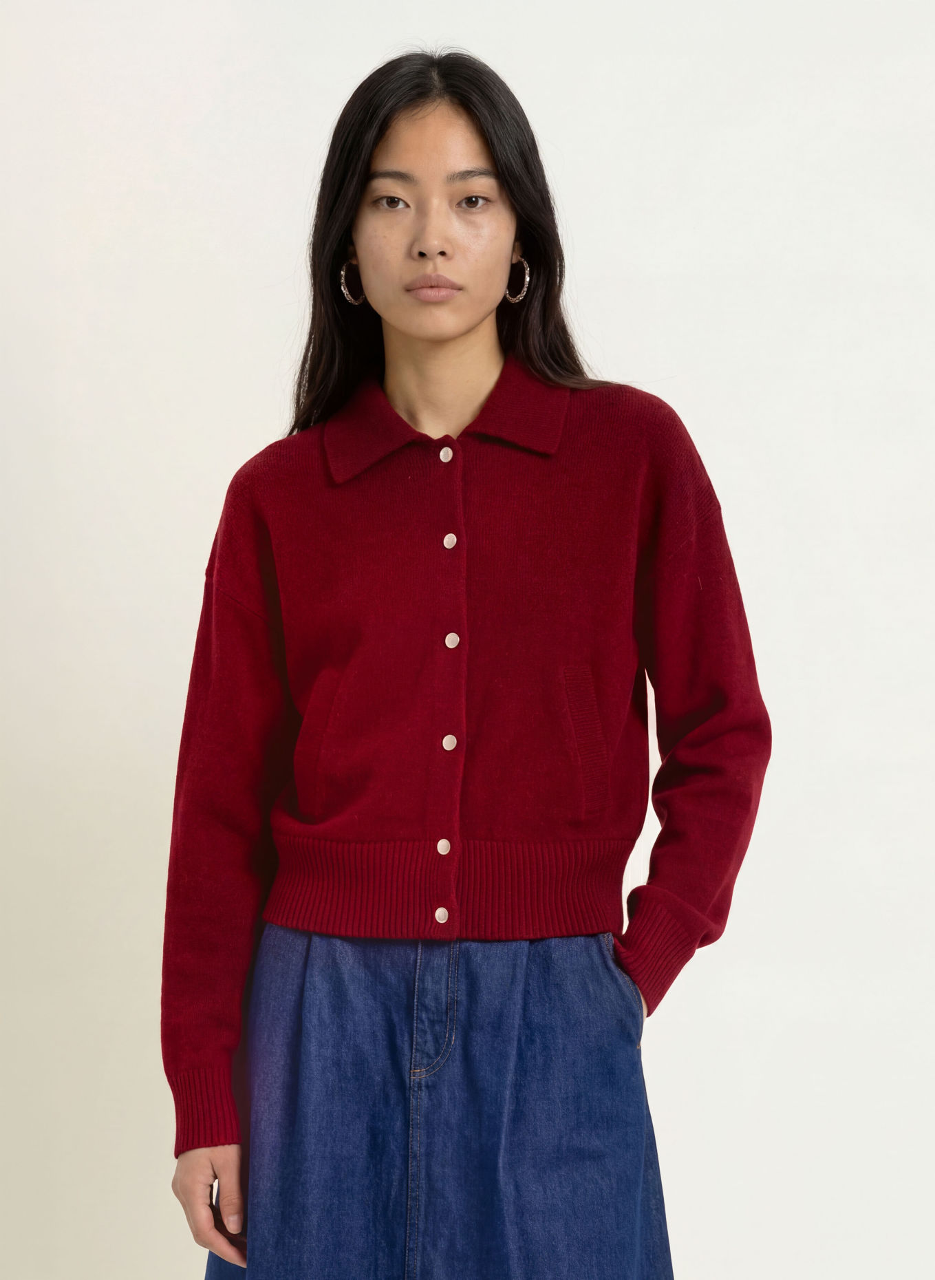 Marc O'Polo DENIM Strickjacke: DUNKELROT