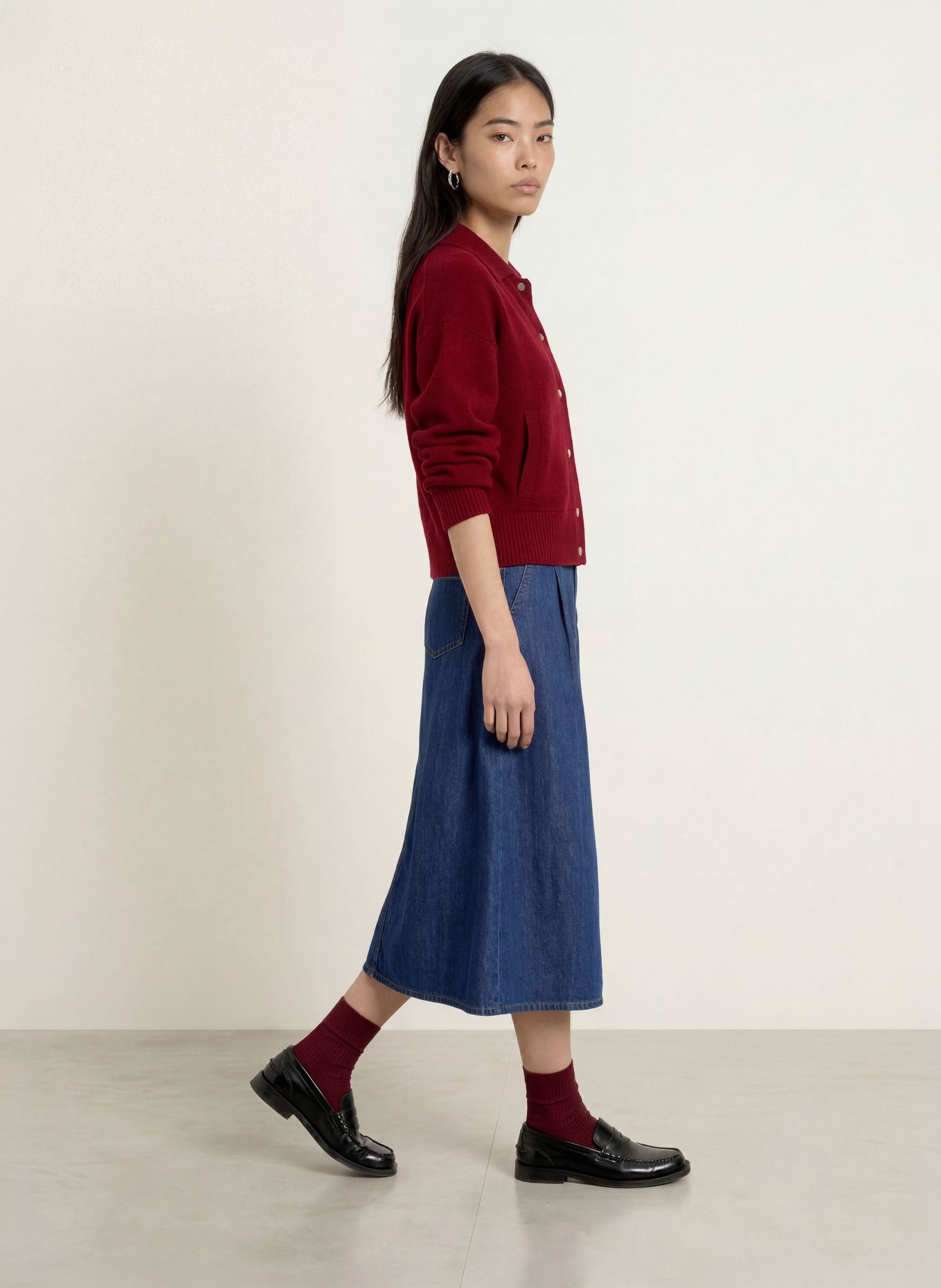 Marc O'Polo DENIM Strickjacke: DUNKELROT