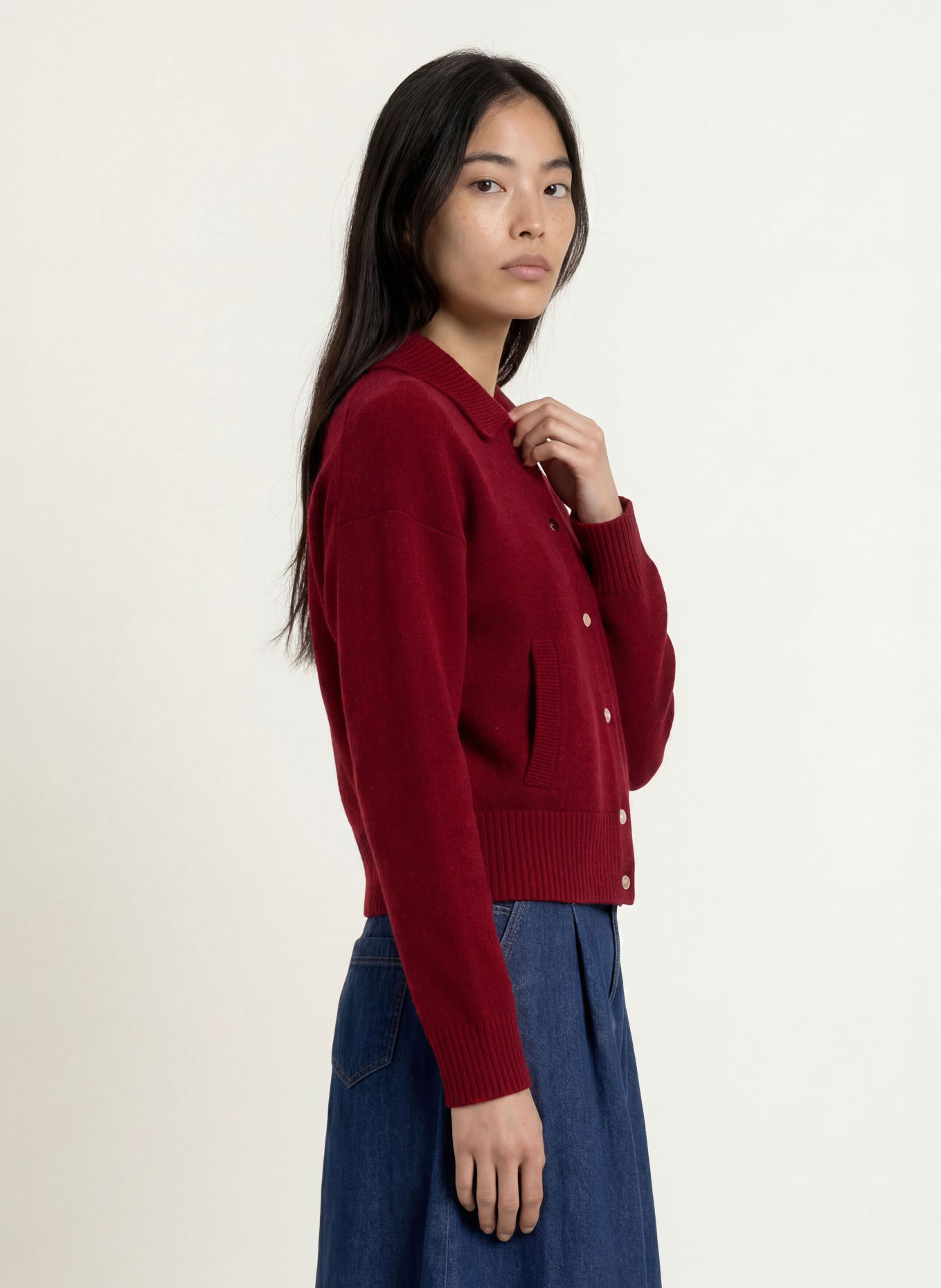 Marc O'Polo DENIM Strickjacke: DUNKELROT