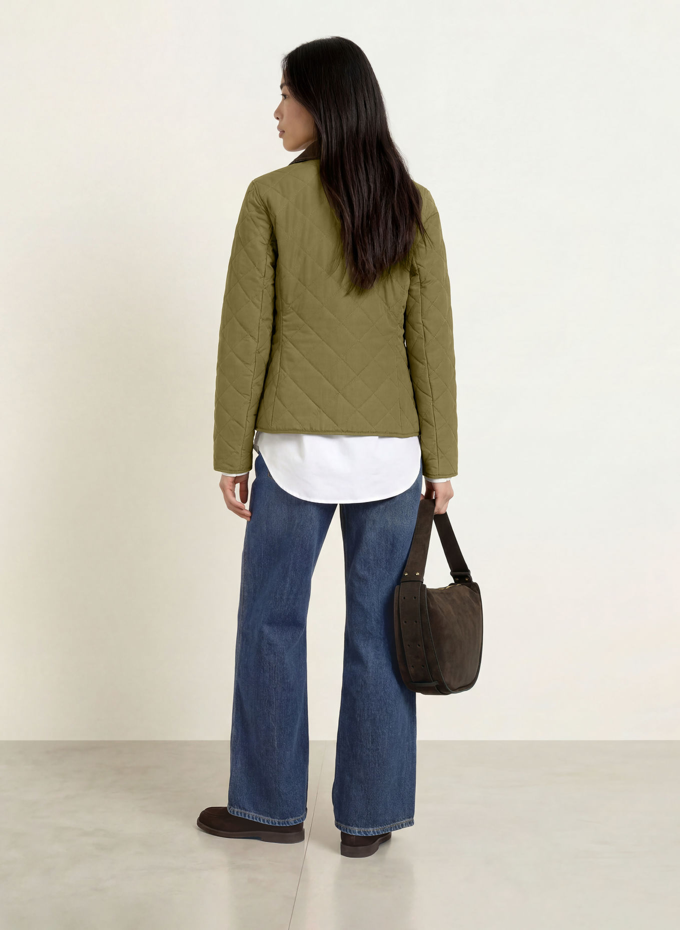 TOMMY HILFIGER Quilted jacket with corduroy: KHAKI / DARK GREEN