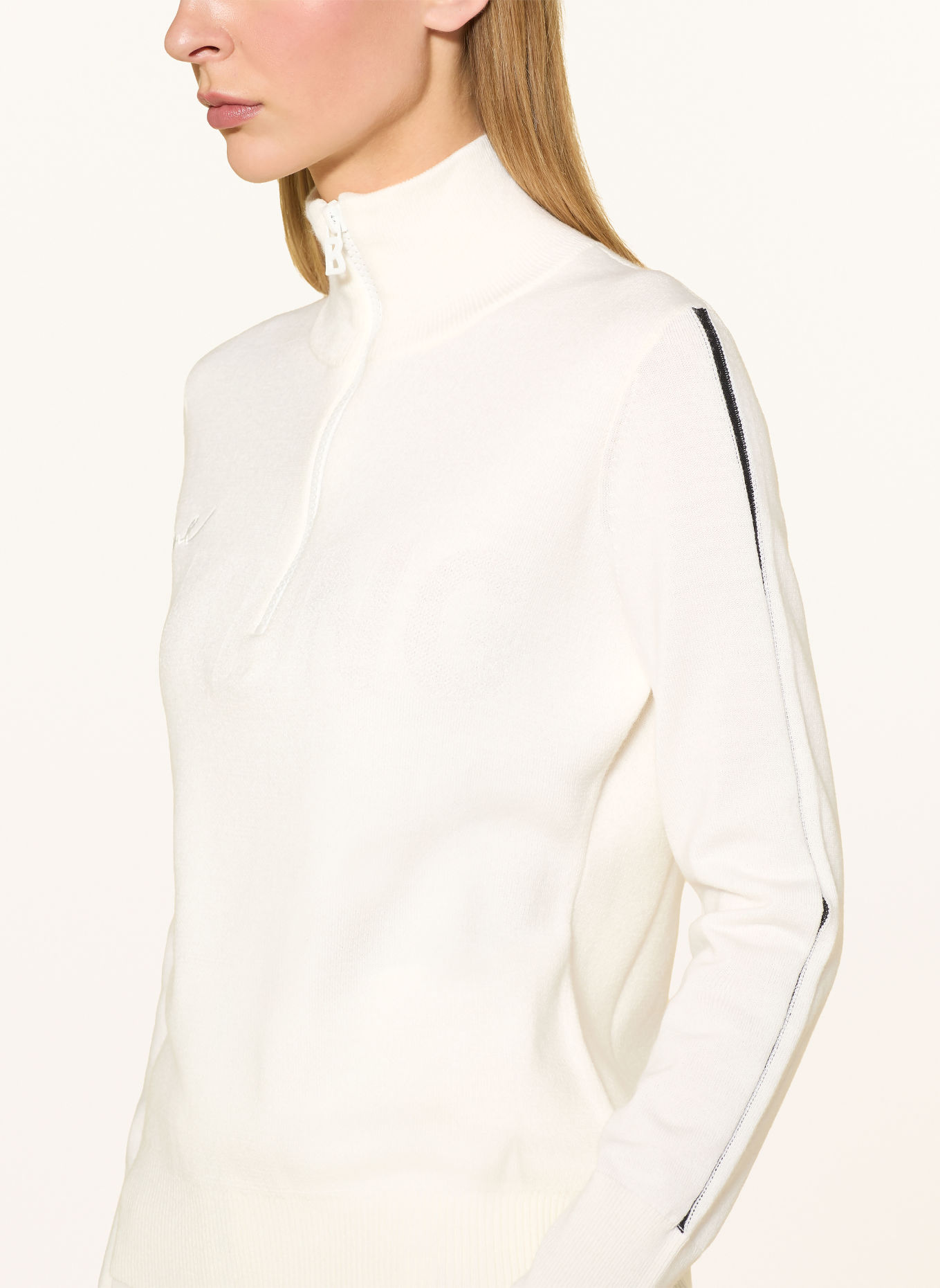 FIRE+ICE Pull col zippé AZRA4: BLANC / NOIR