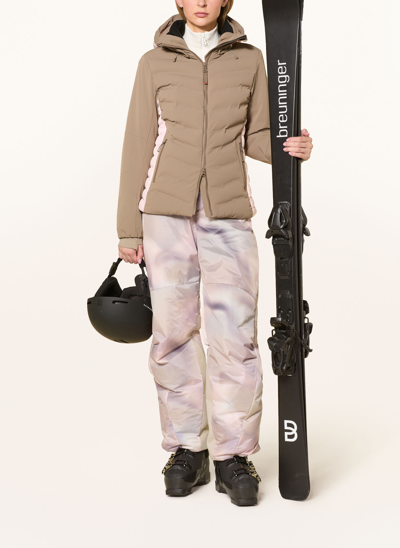 FIRE+ICE JANKA4 Ski Jacket: LIGHT BROWN / LIGHT PINK