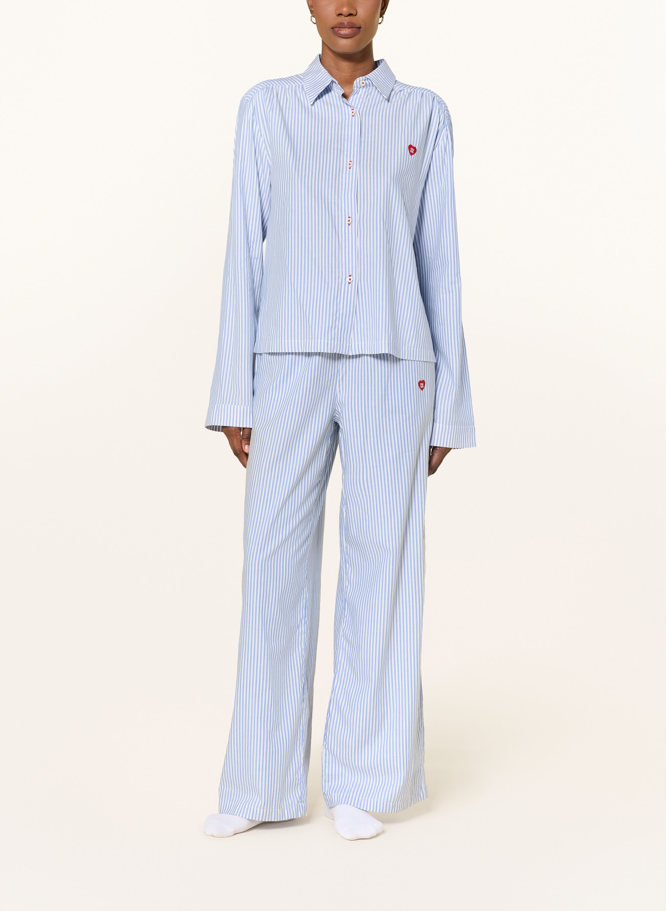 HUGO Schlafshirt DREEM: HELLBLAU / WEISS
