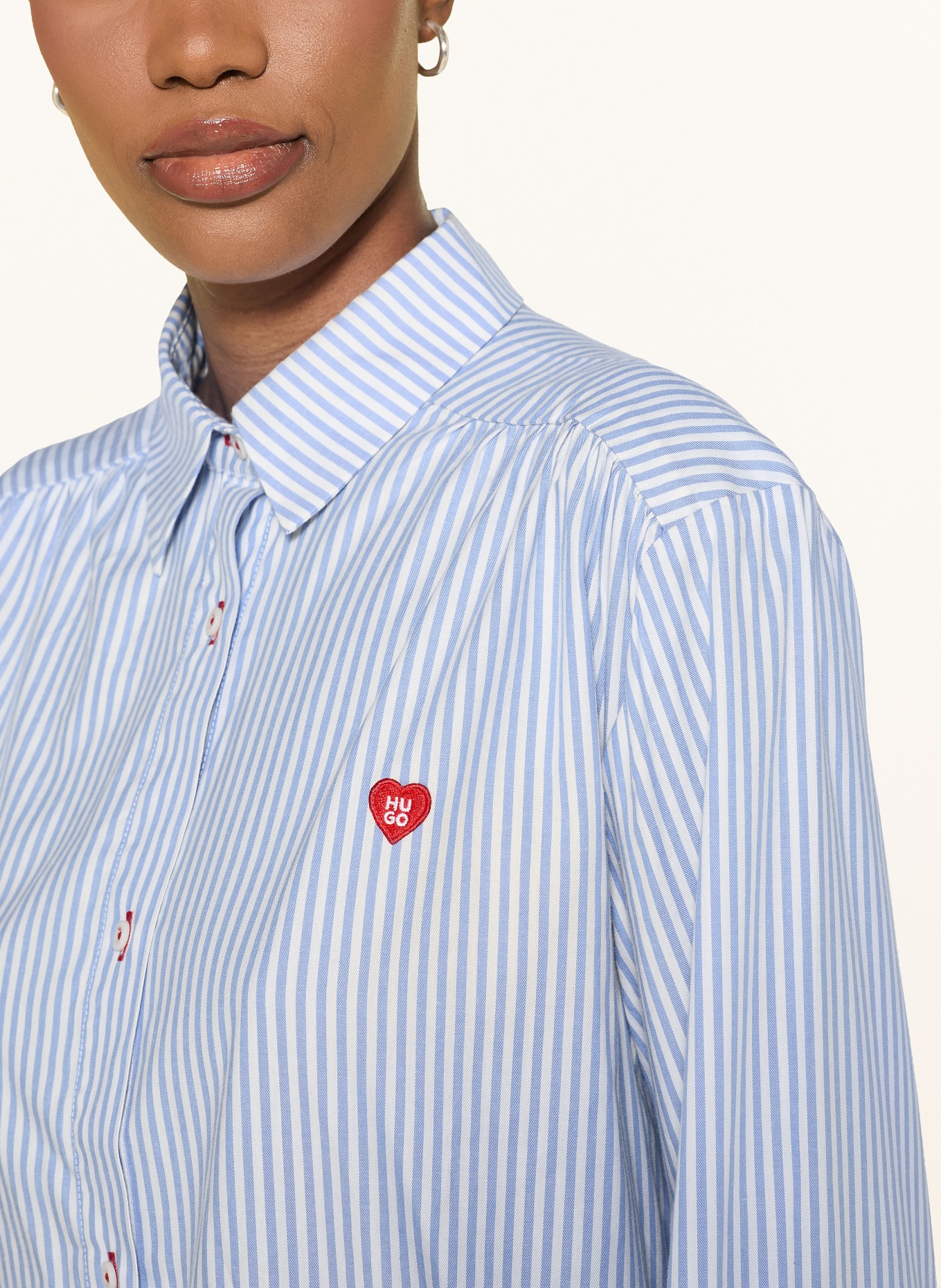 HUGO Schlafshirt DREEM: HELLBLAU / WEISS