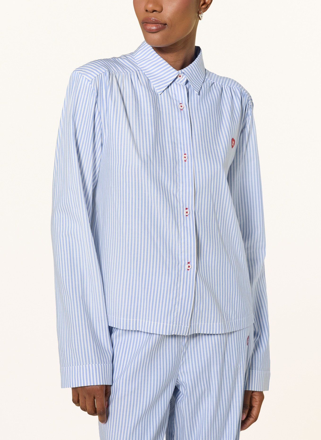 HUGO Schlafshirt DREEM: HELLBLAU / WEISS