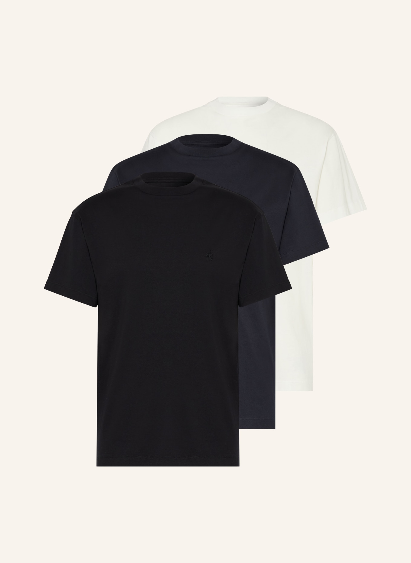 JIL SANDER 3er-Pack T-Shirts: SCHWARZ / DUNKELBLAU / WEISS
