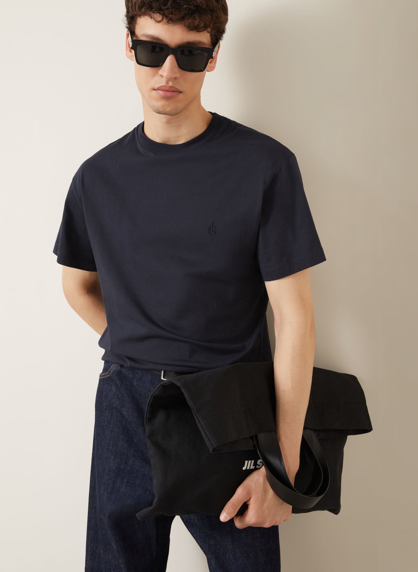 JIL SANDER 3er-Pack T-Shirts: SCHWARZ / DUNKELBLAU / WEISS