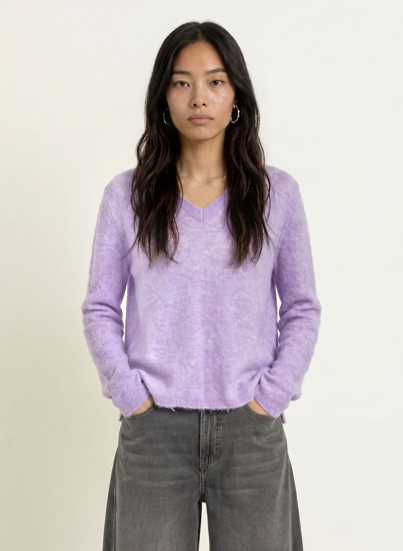 MOS MOSH Sweter MMMAPE SOPHIA: JASNOFIOLETOWY