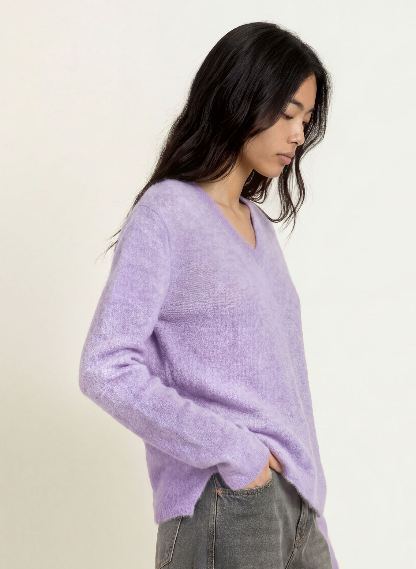 MOS MOSH Sweter MMMAPE SOPHIA: JASNOFIOLETOWY