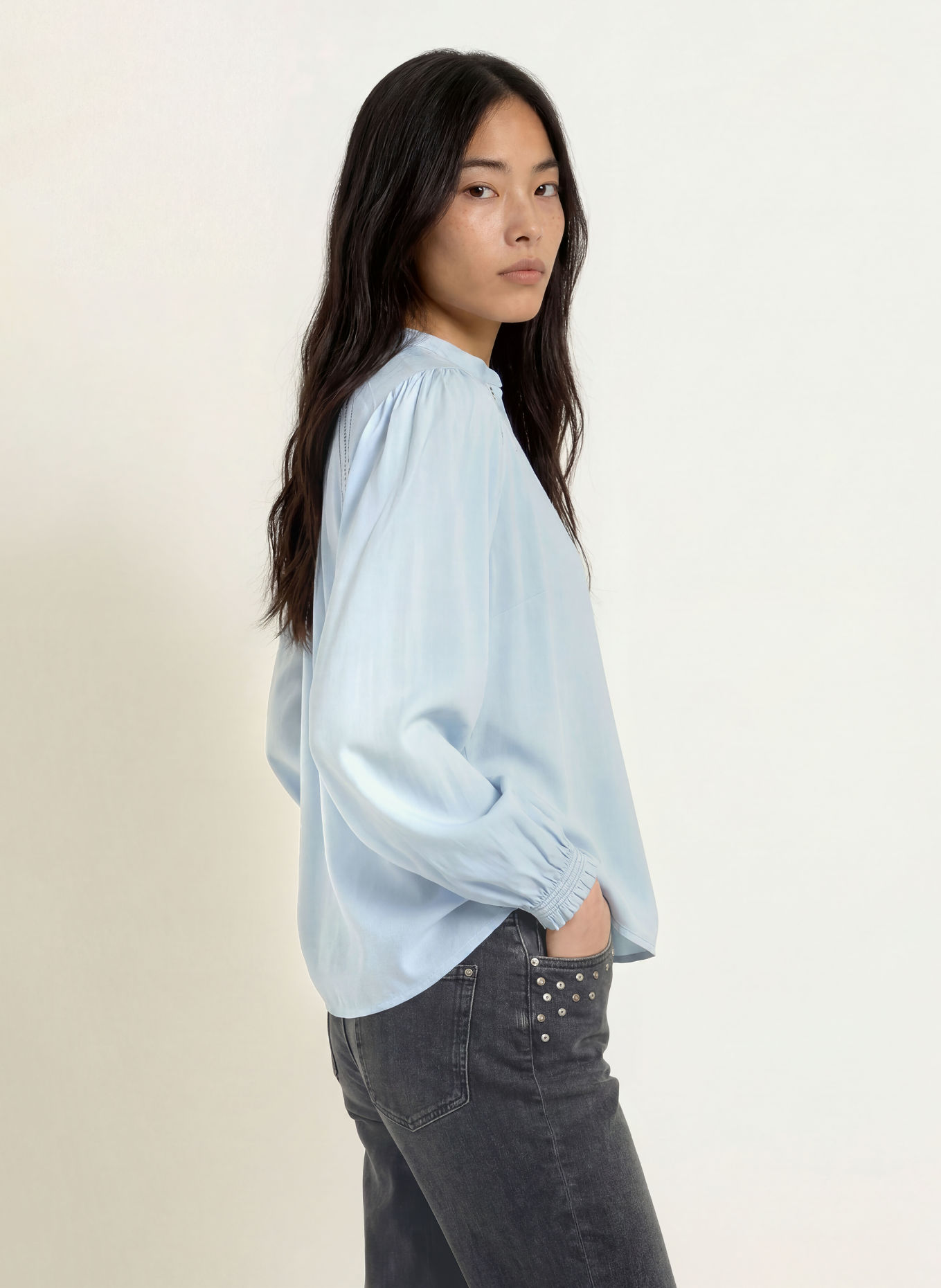 MOS MOSH Blusenshirt MMTAZZIN: HELLBLAU / BRAUN