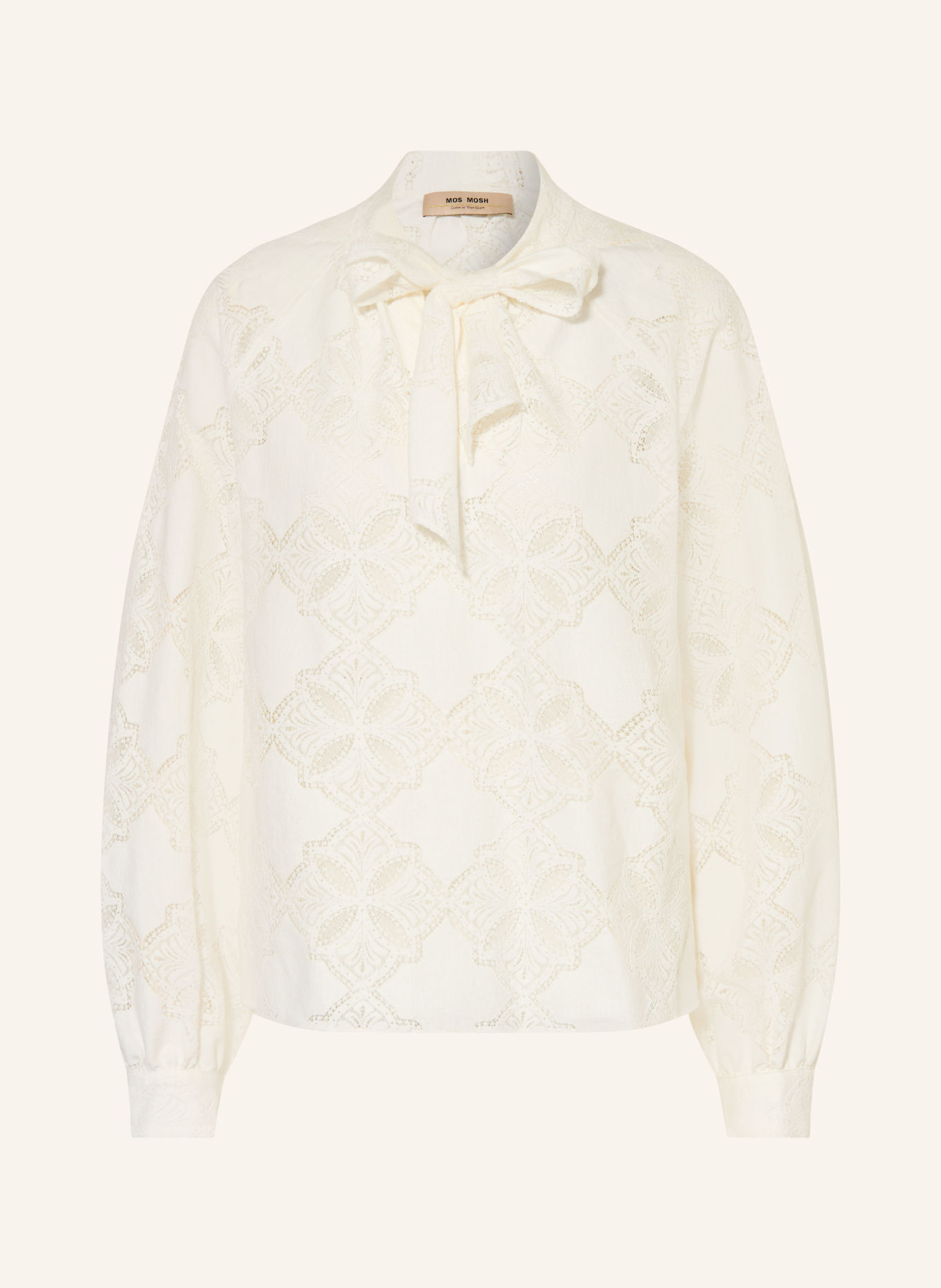 MOS MOSH MMTAMLYN tie-neck blouse with lace: ECRU