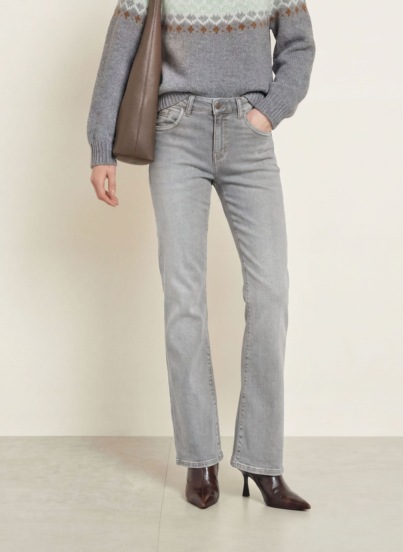MOS MOSH Jean droit MMCECILIA PERLA à paillettes: 850 GREY