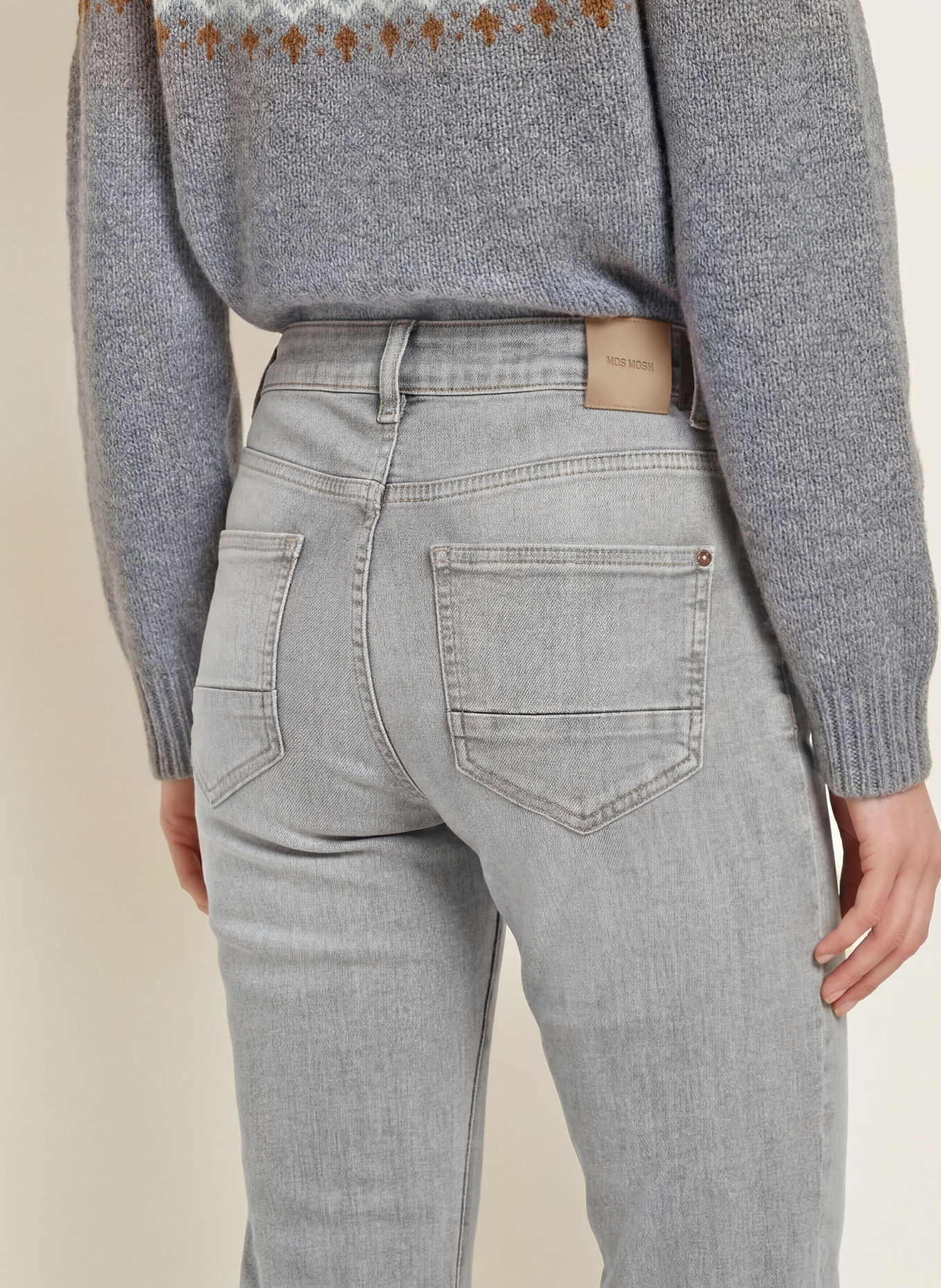 MOS MOSH Jean droit MMCECILIA PERLA à paillettes: 850 GREY