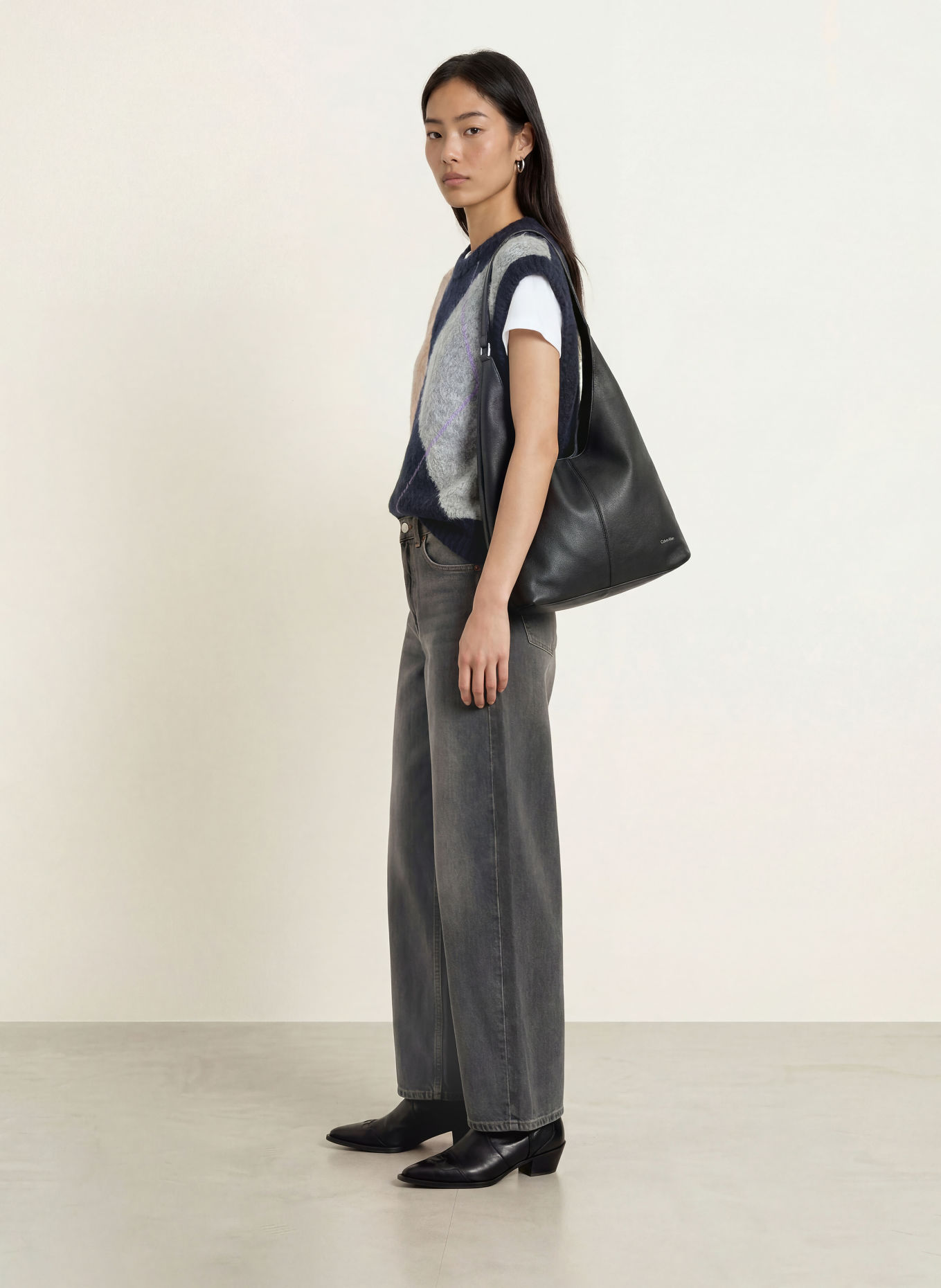 MOS MOSH MMJENNINE sweater vest with alpaca: DARK BLUE / GRAY / LIGHT PURPLE