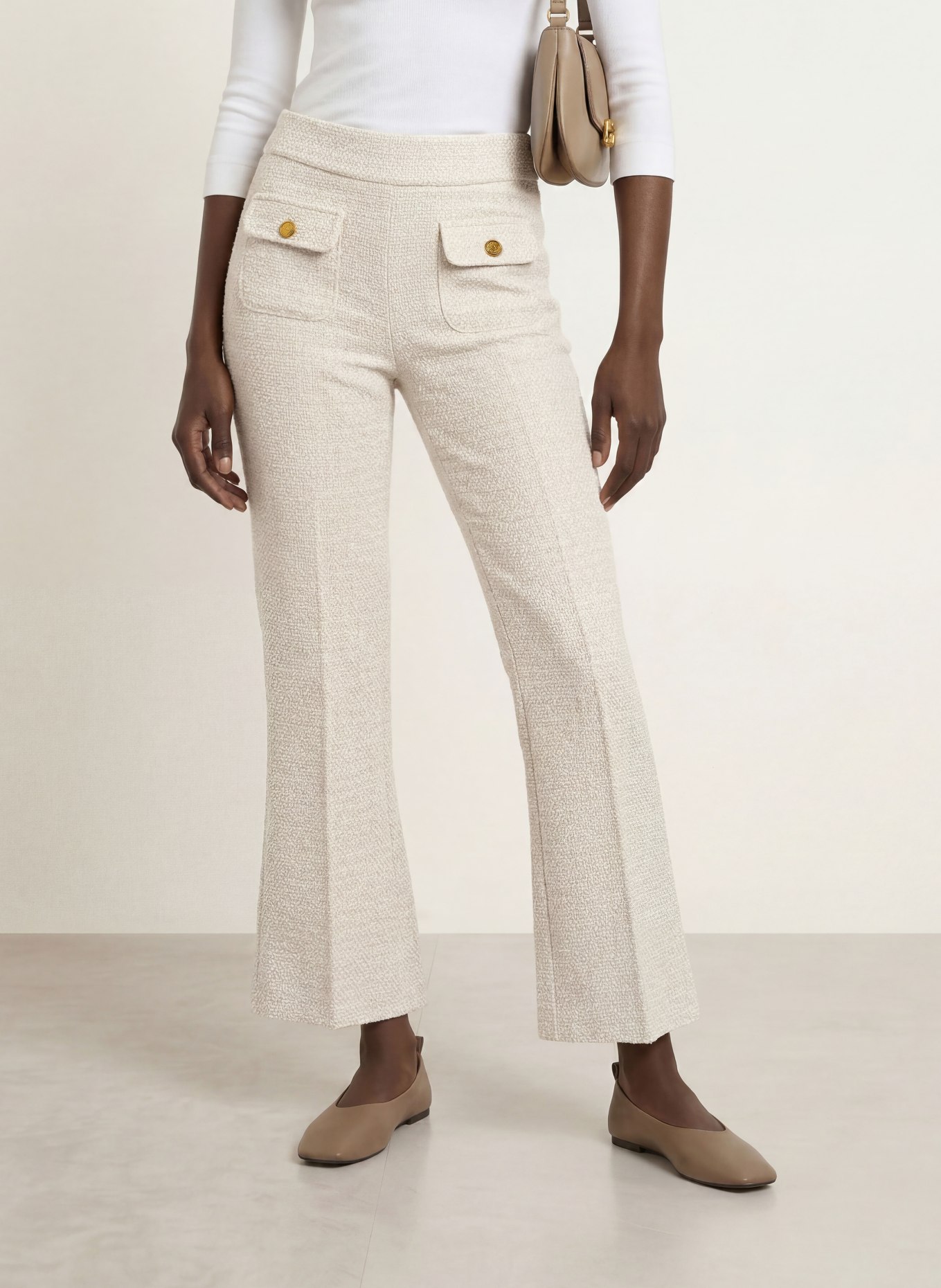 SEDUCTIVE Bouclé-Hose NANETTE mit Glitzergarn: CREME / GOLD