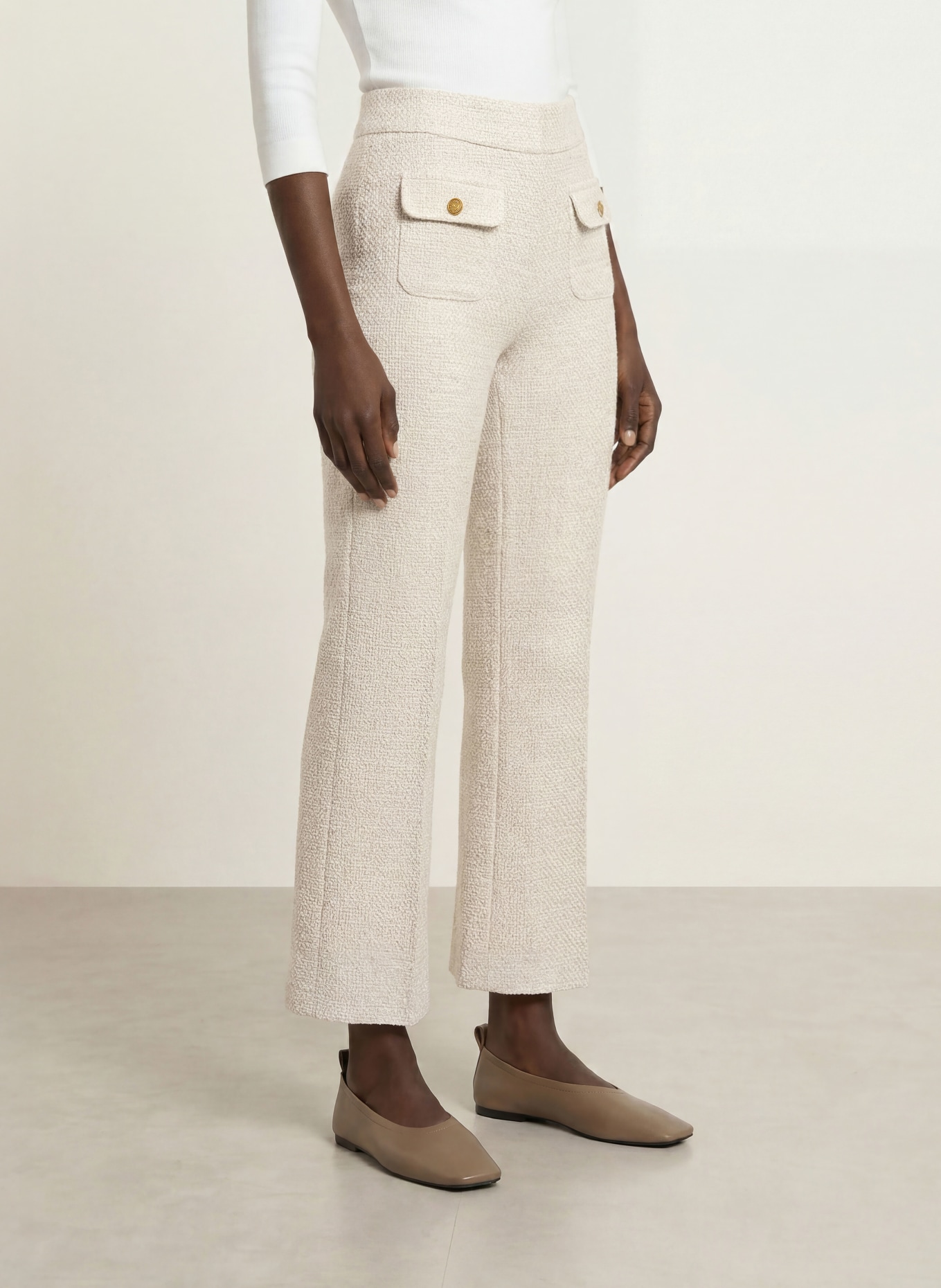 SEDUCTIVE Bouclé-Hose NANETTE mit Glitzergarn: CREME / GOLD