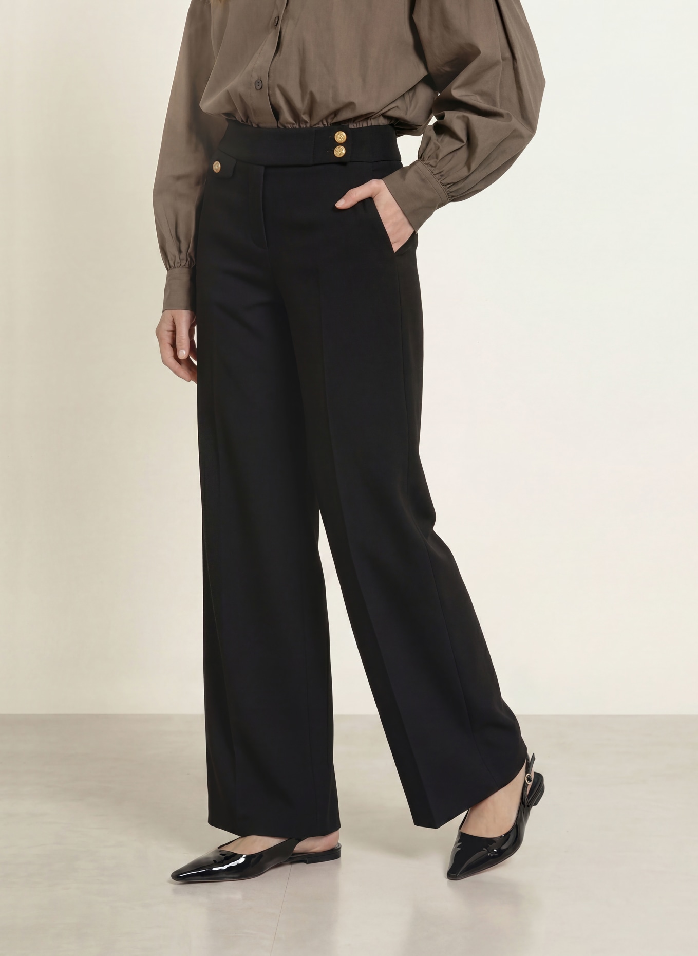 SEDUCTIVE Pantalon palazzo MONA: NOIR
