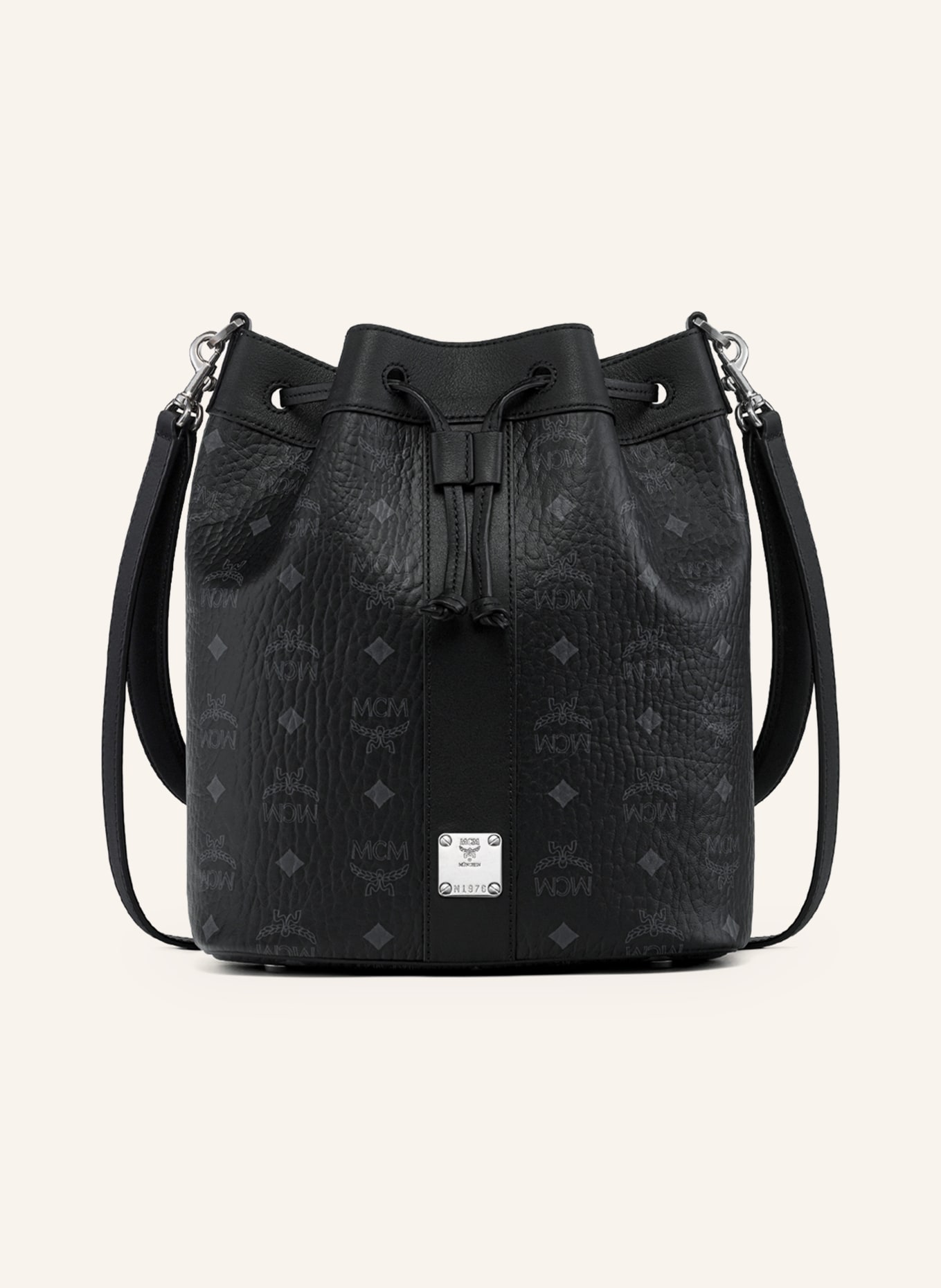 MCM Beuteltasche DESSAU mit Pouch: SCHWARZ / HELLGRAU
