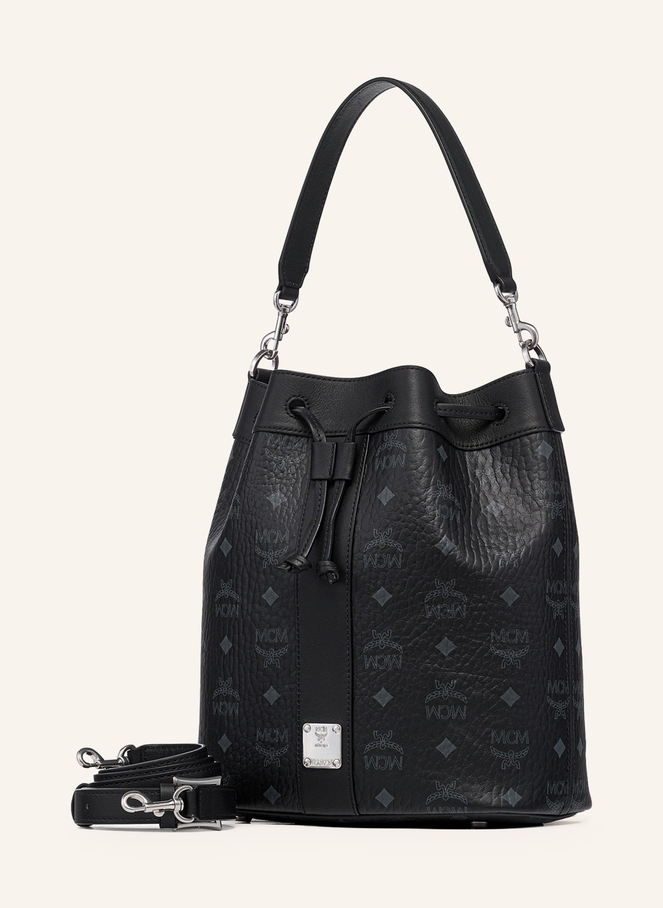 MCM Beuteltasche DESSAU mit Pouch: SCHWARZ / HELLGRAU
