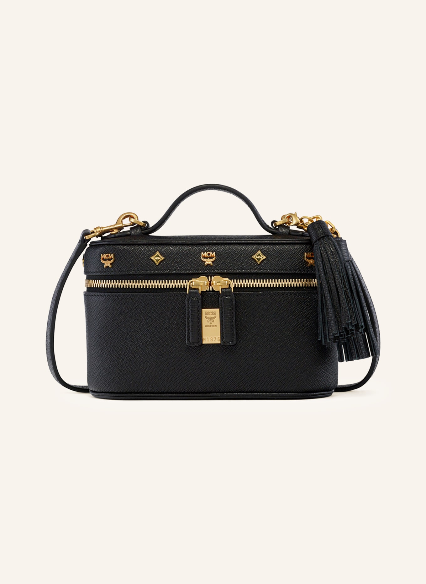 MCM PINA Crossbody Bag: BLACK / GOLD