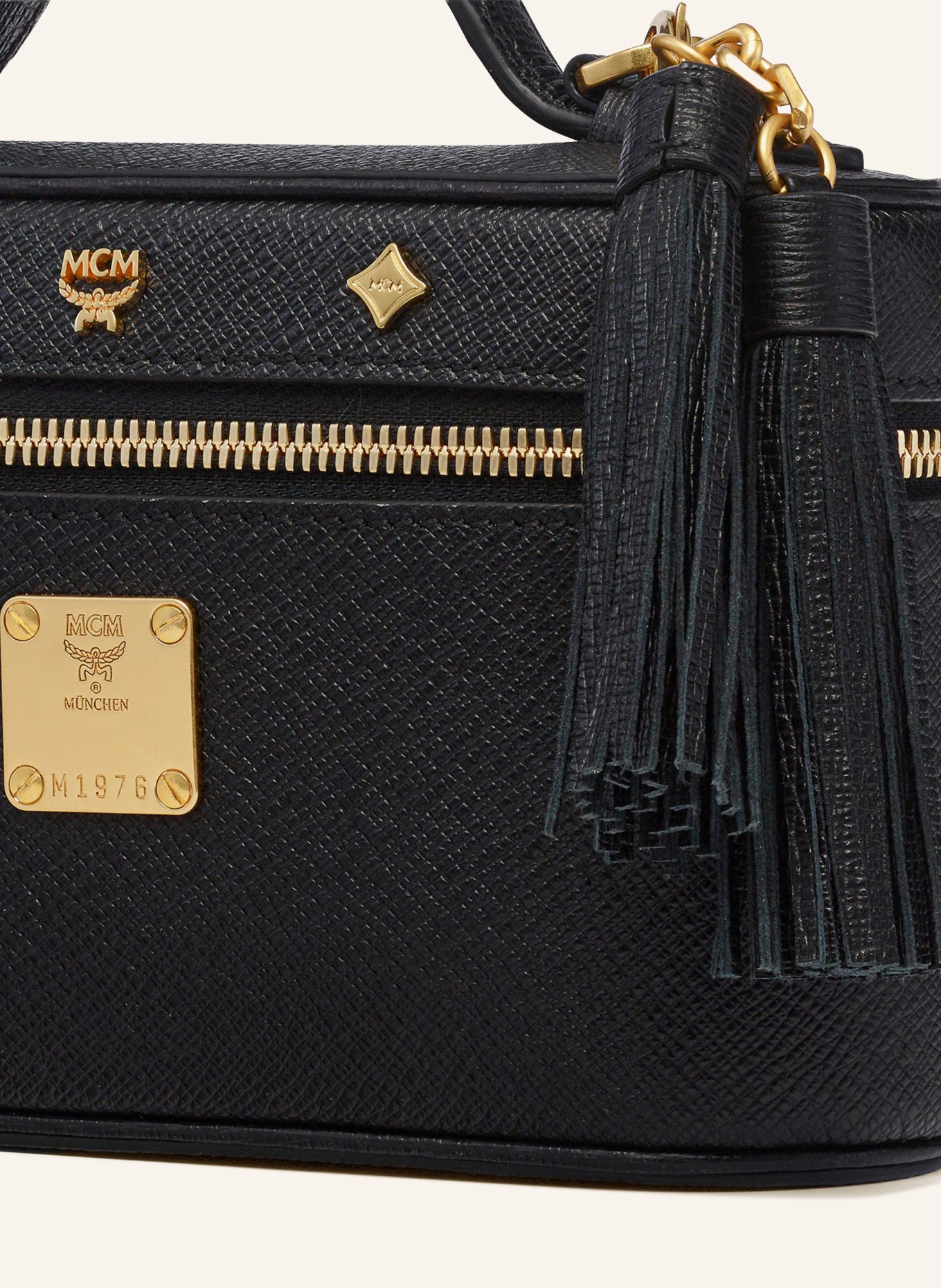 MCM PINA Crossbody Bag: BLACK / GOLD