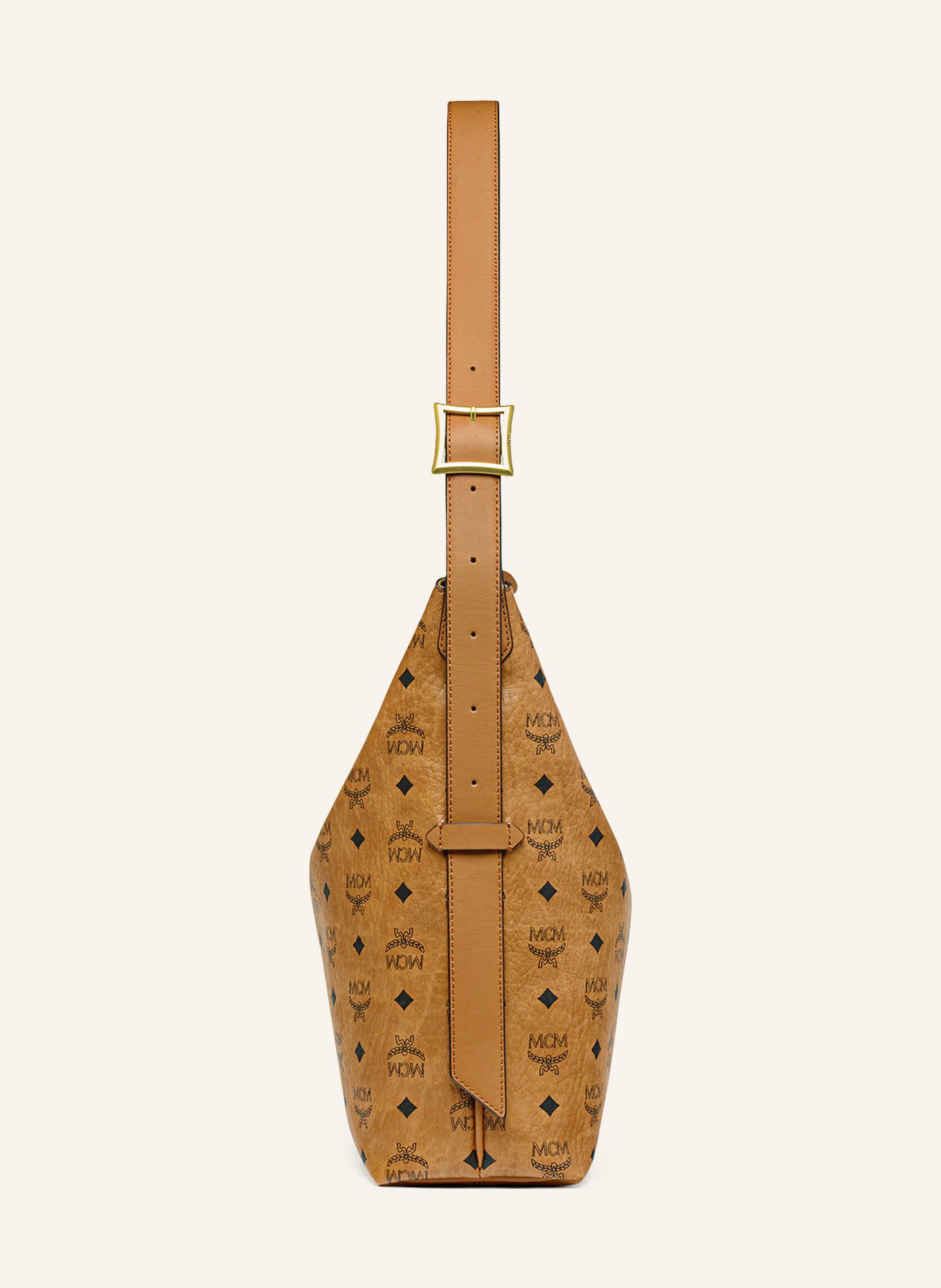 MCM Beuteltasche AREN VISETOS LARGE: COGNAC / GOLD / SCHWARZ