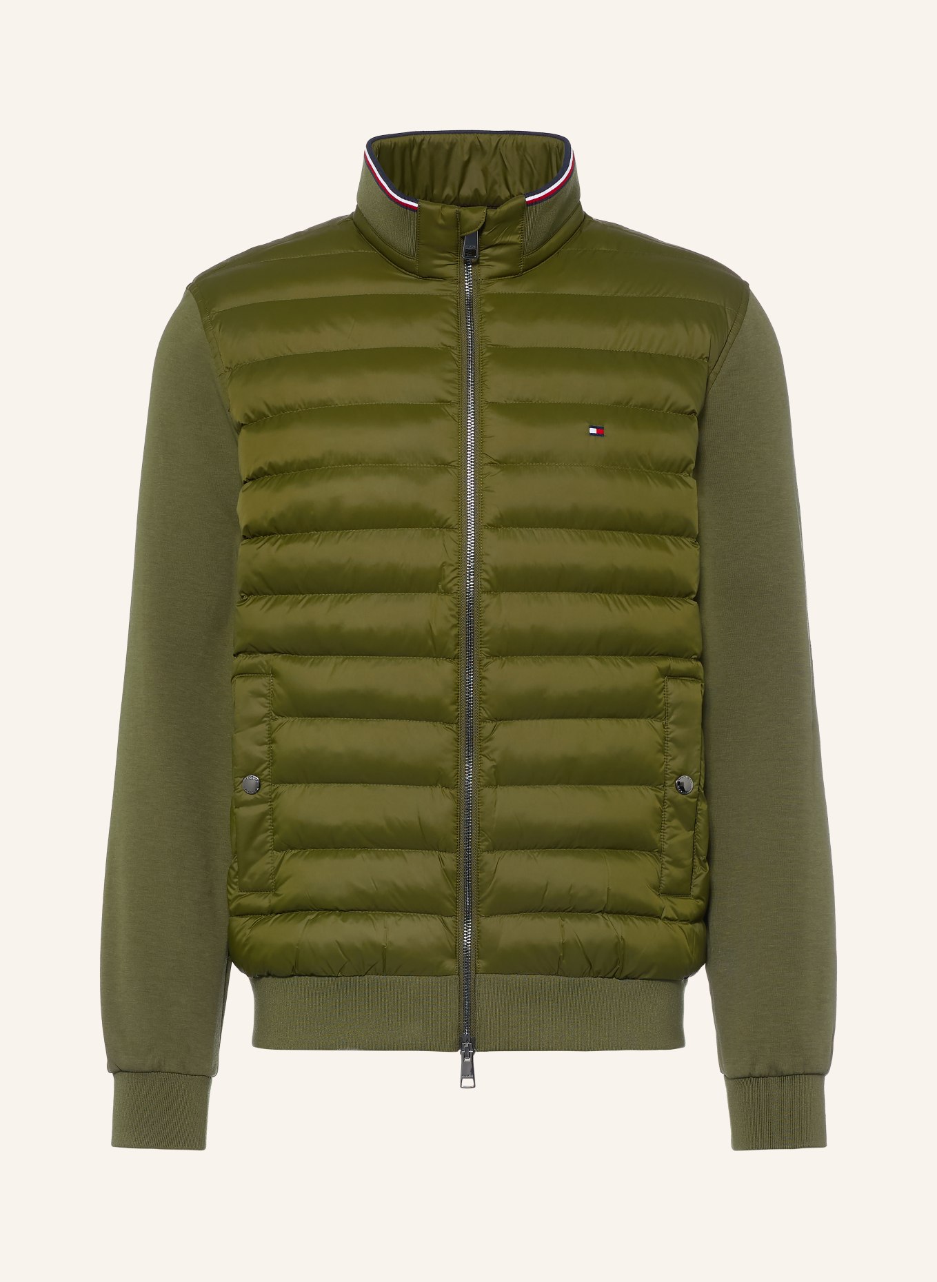 TOMMY HILFIGER Steppjacke im Materialmix: OLIV