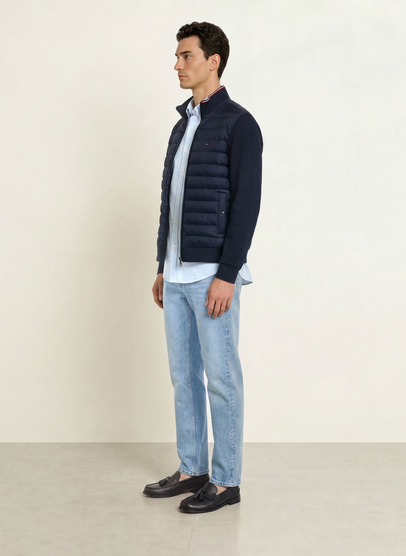 TOMMY HILFIGER Veste matelassée en mélange de matières: BLEU FONCÉ
