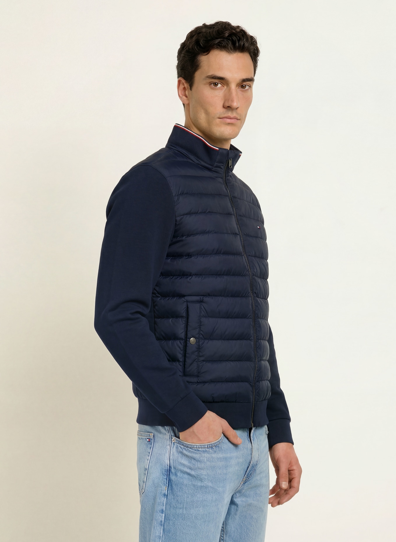 TOMMY HILFIGER Veste matelassée en mélange de matières: BLEU FONCÉ
