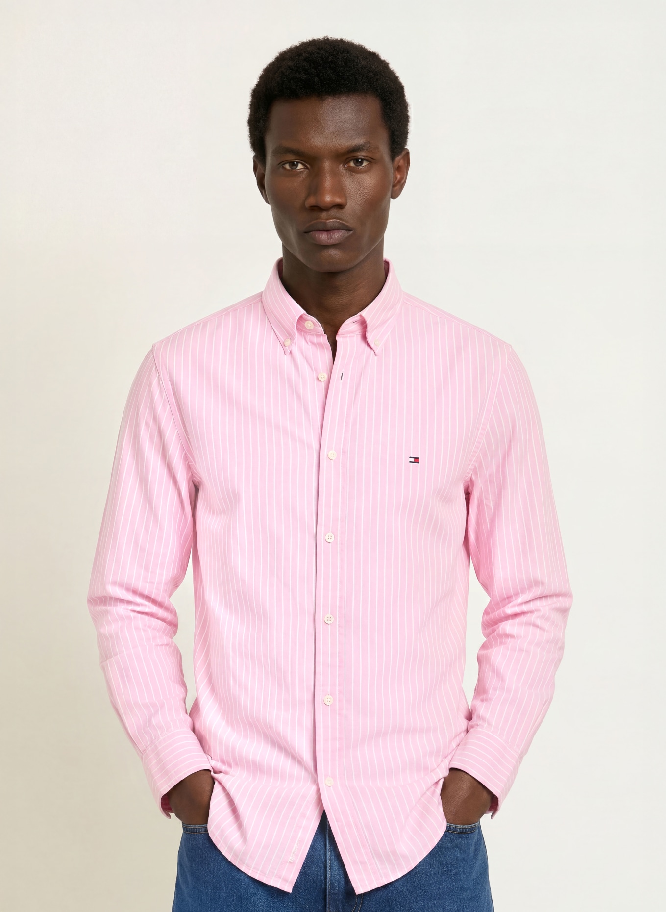 TOMMY HILFIGER Hemd Comfort Fit: ROSA / WEISS