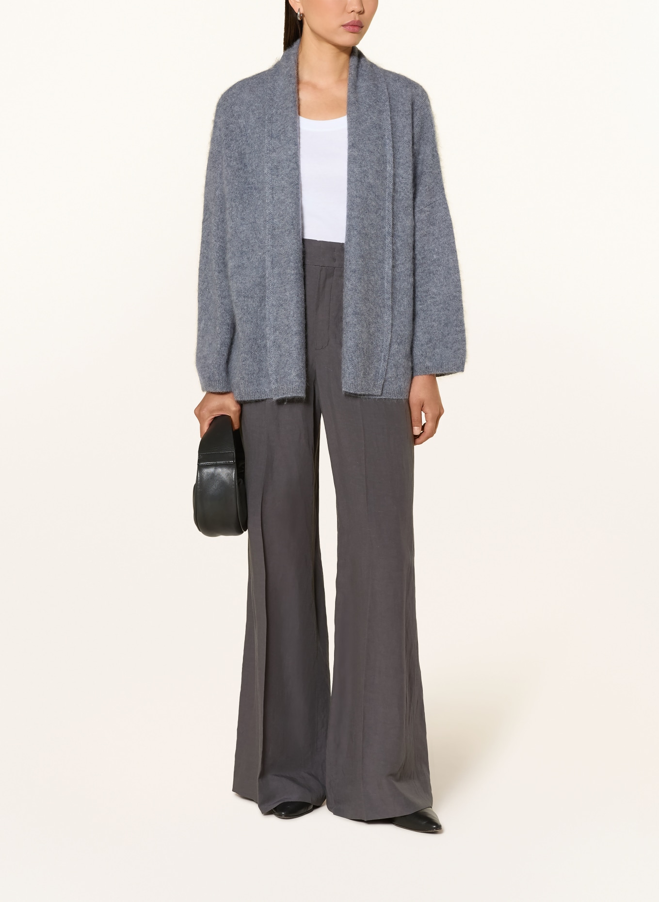 darling harbour Gebreid openvallend vest: MID GREY MELANGE