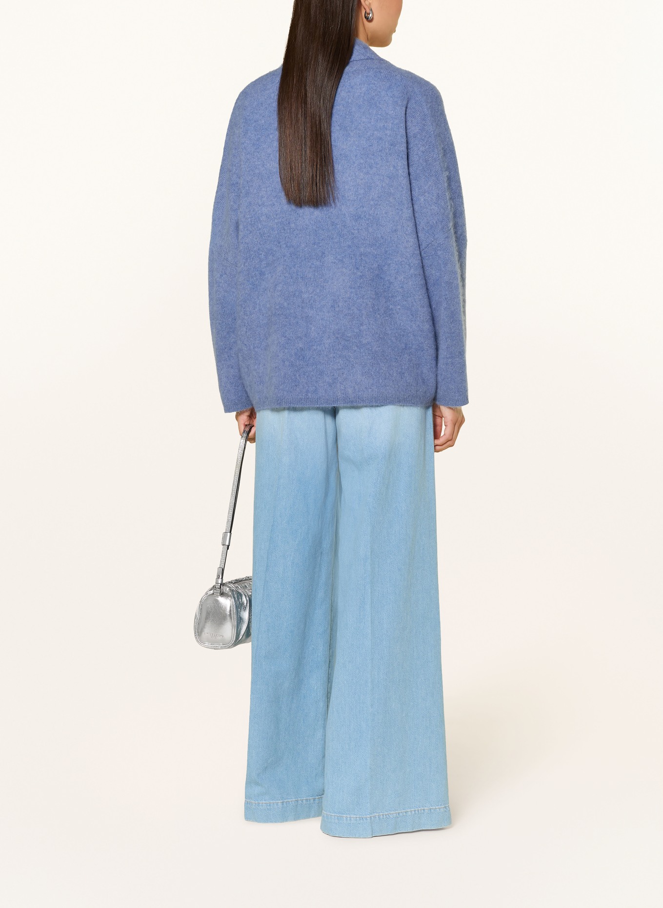 darling harbour Gebreid openvallend vest: DUSTY BLUE MELANGE