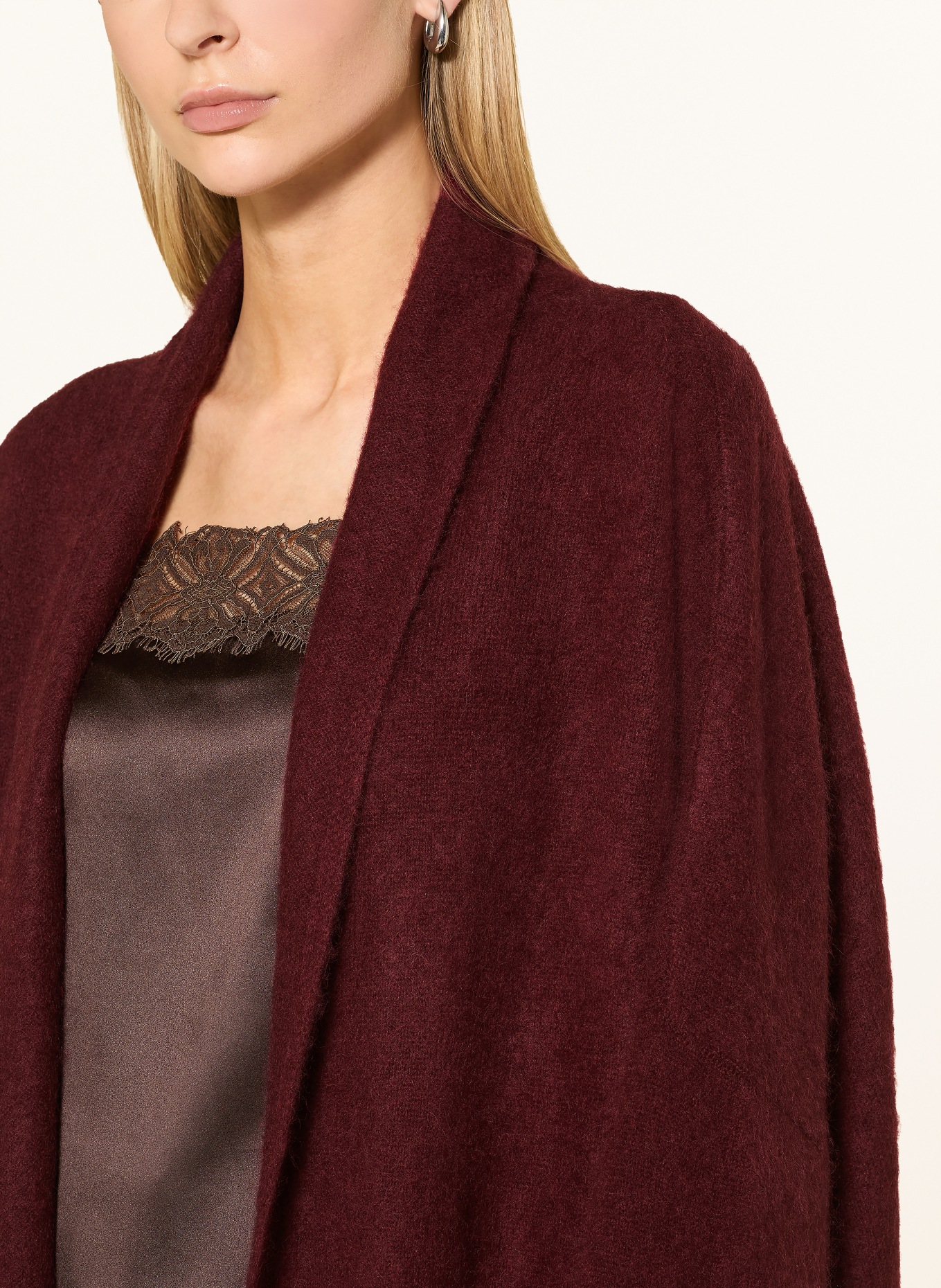 darling harbour Gebreid openvallend vest: DARK RED