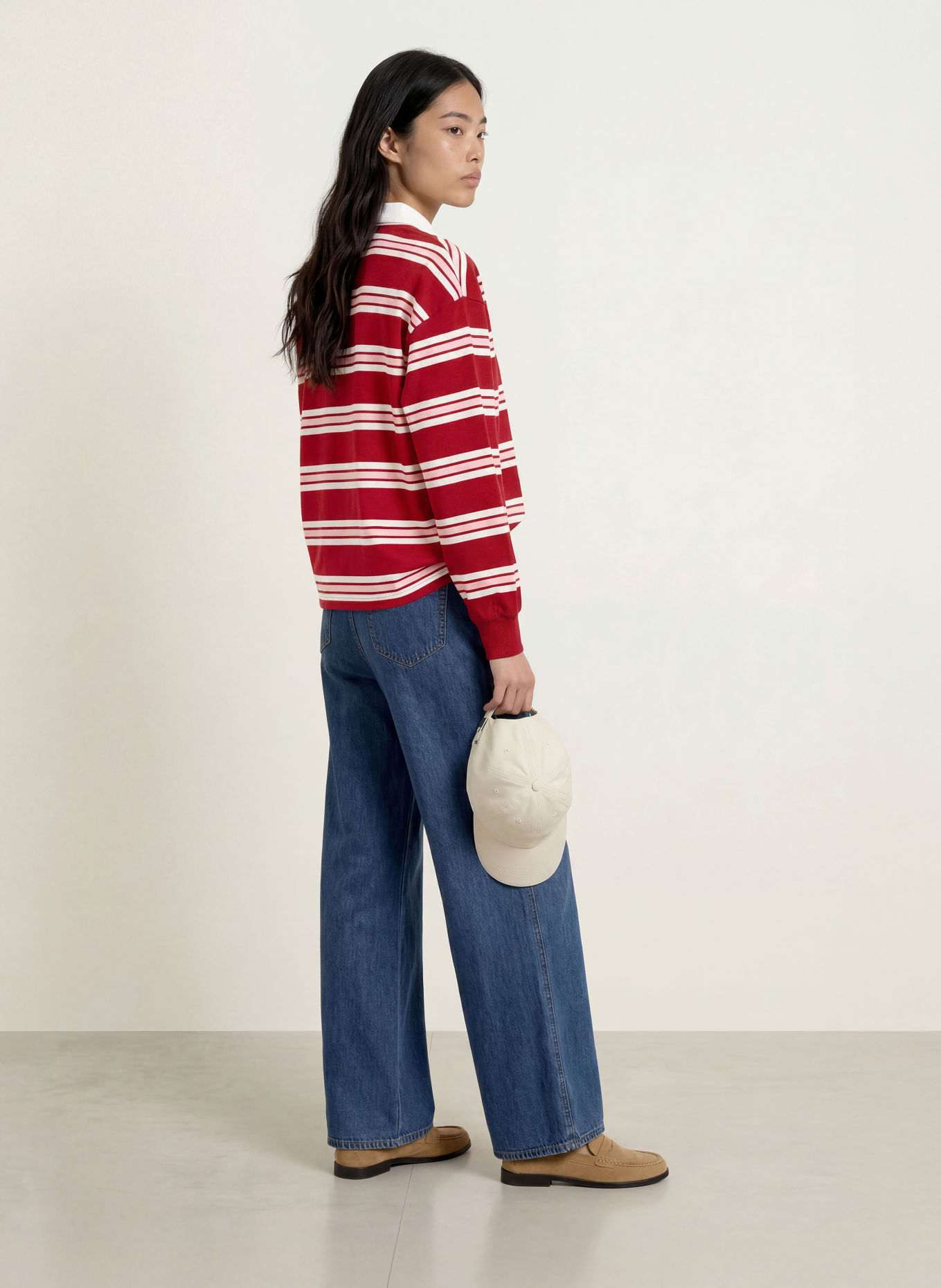TOMMY HILFIGER Rugbyshirt: DUNKELROT / ROSA / WEISS