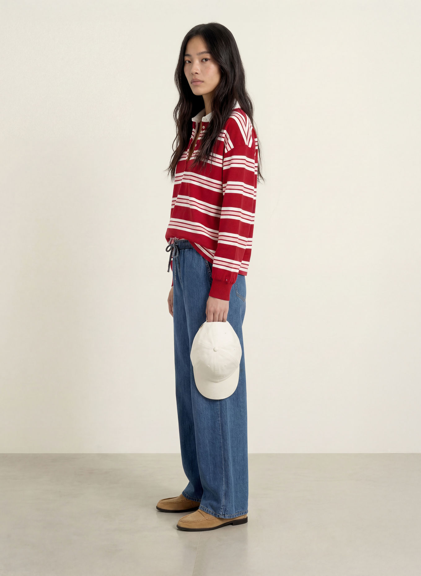 TOMMY HILFIGER Rugbyshirt: DUNKELROT / ROSA / WEISS