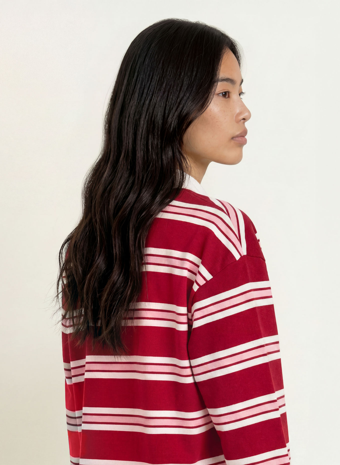 TOMMY HILFIGER Rugbyshirt: DUNKELROT / ROSA / WEISS