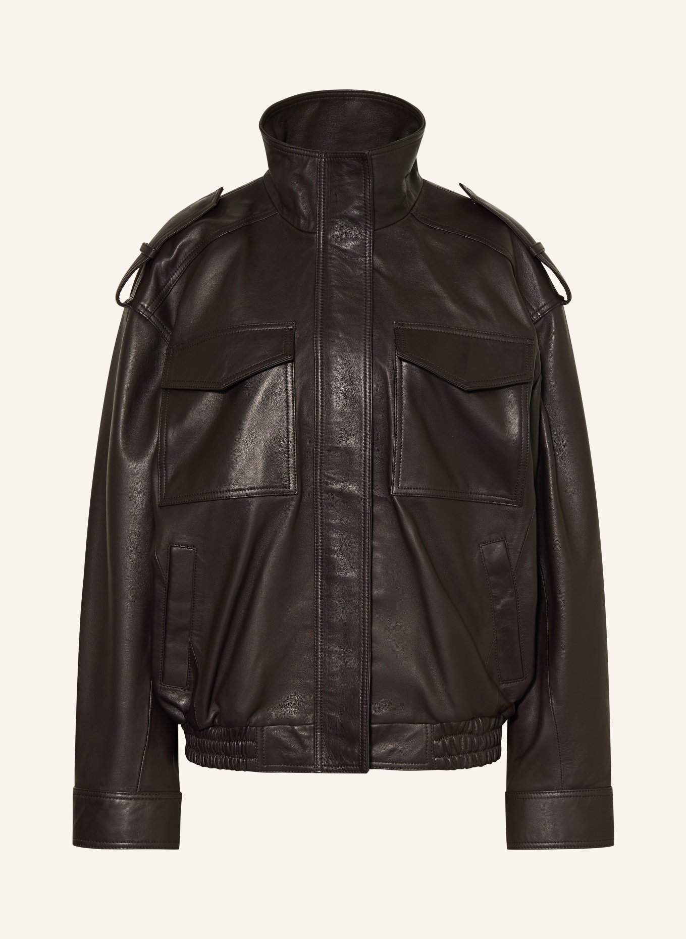 MRS & HUGS Leather jacket: DARK BROWN