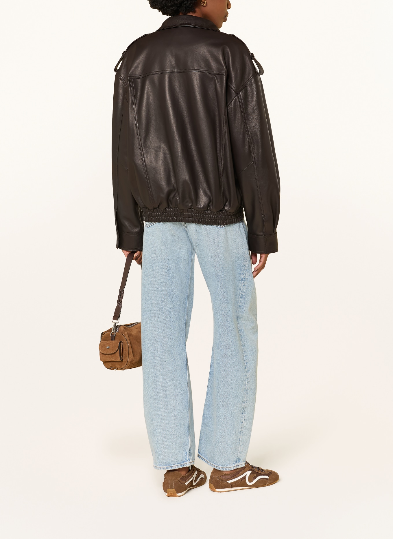 MRS & HUGS Leather jacket: DARK BROWN