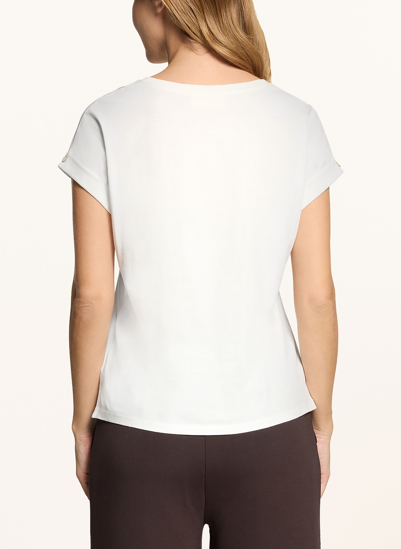 CARTOON T-shirt met glittergaren: WIT / BRUIN / BEIGE