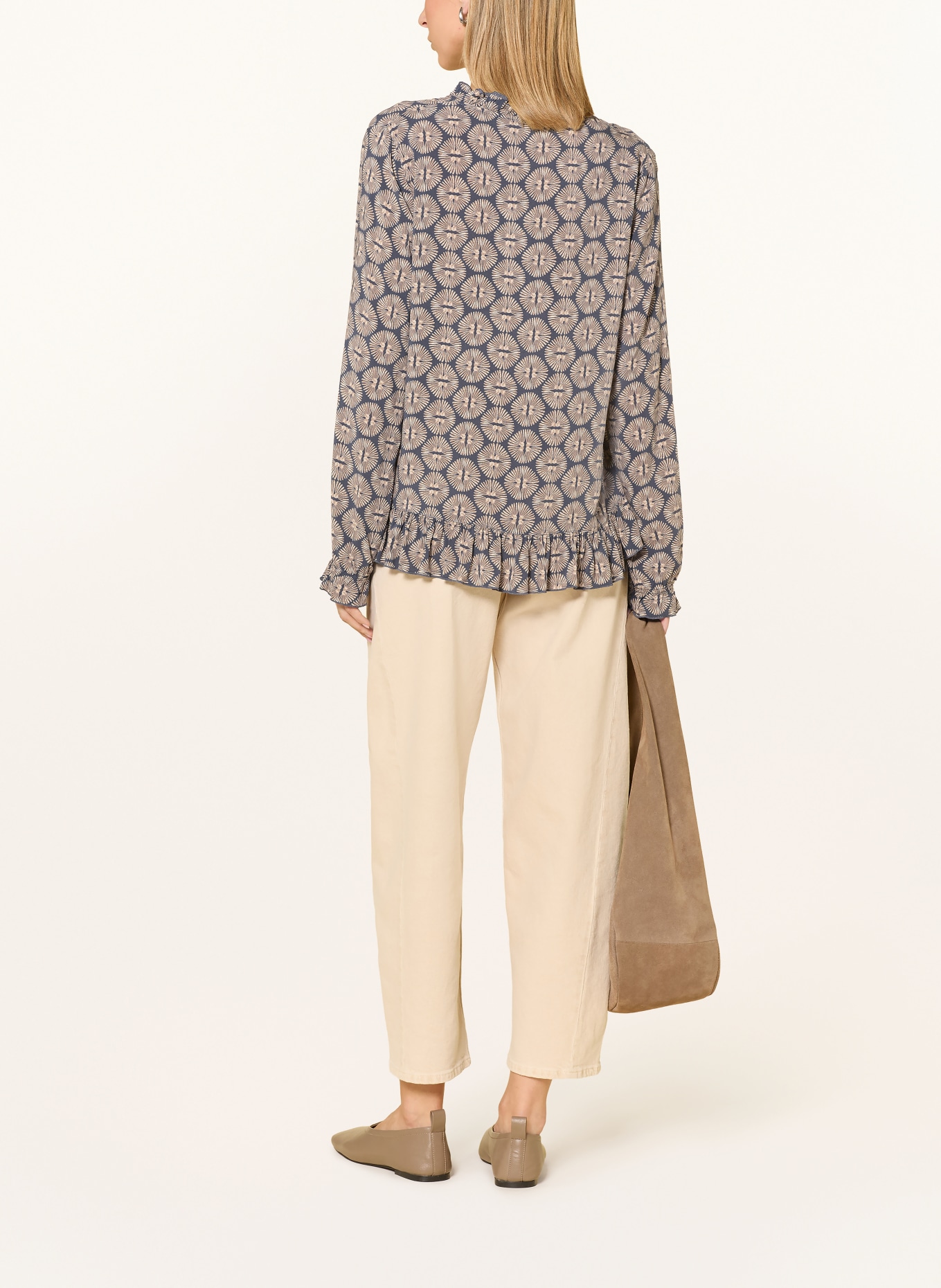 CARTOON Blusenshirt mit Rüschen: DUNKELBLAU / BEIGE / ECRU