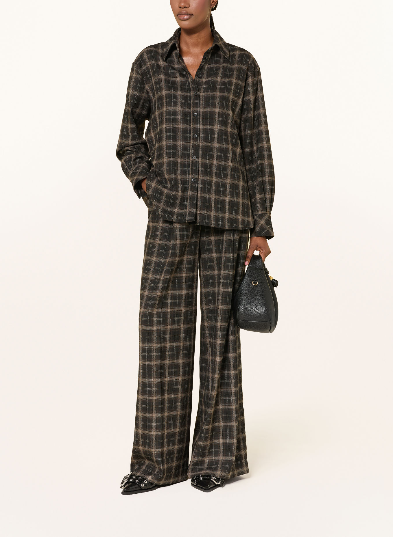 MRS & HUGS Pantalon palazzo: MARRON FONCÉ / TAUPE / NOIR