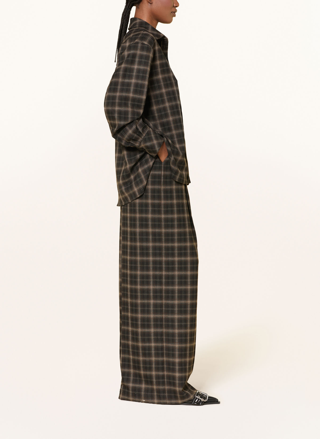 MRS & HUGS Pantalon palazzo: MARRON FONCÉ / TAUPE / NOIR