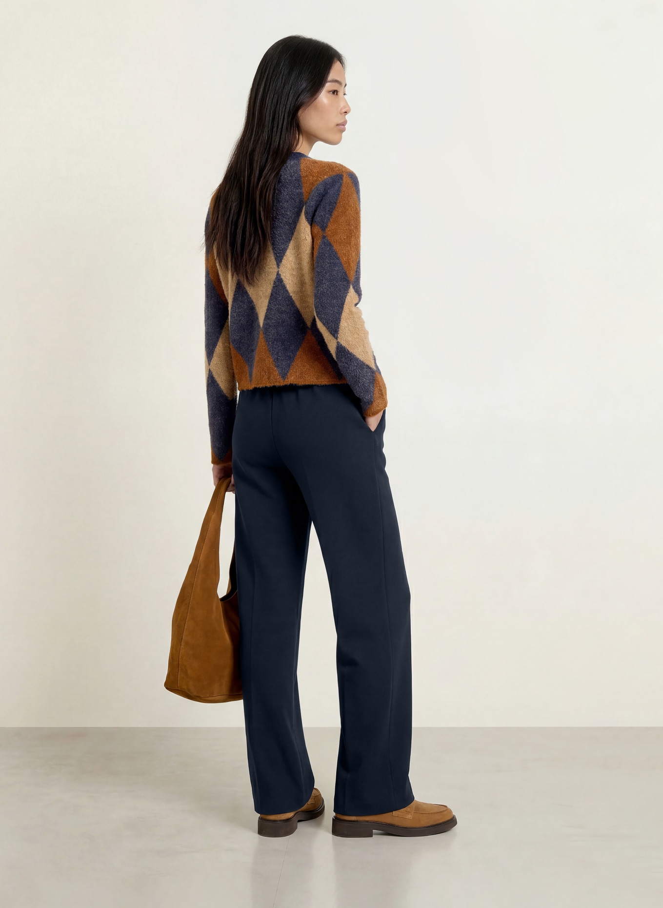 MORE & MORE Marlenehose aus Jersey: DUNKELBLAU
