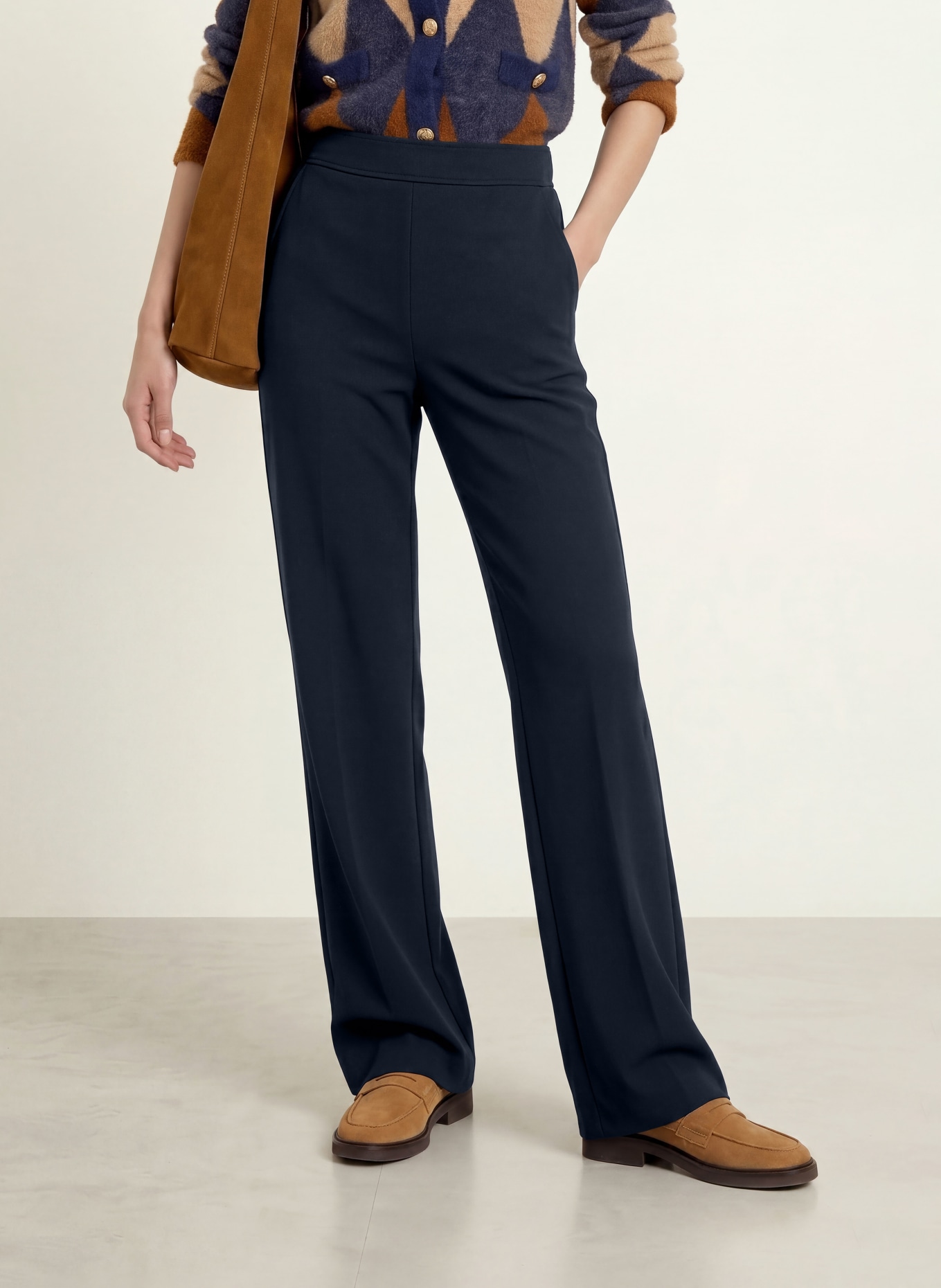 MORE & MORE Marlenehose aus Jersey: DUNKELBLAU