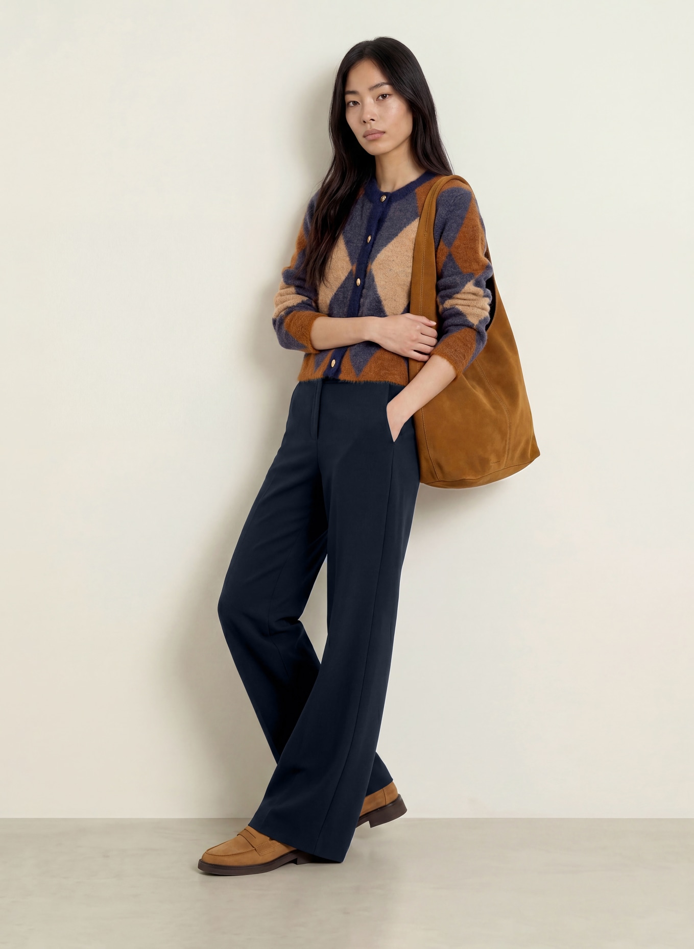 MORE & MORE Marlenehose aus Jersey: DUNKELBLAU