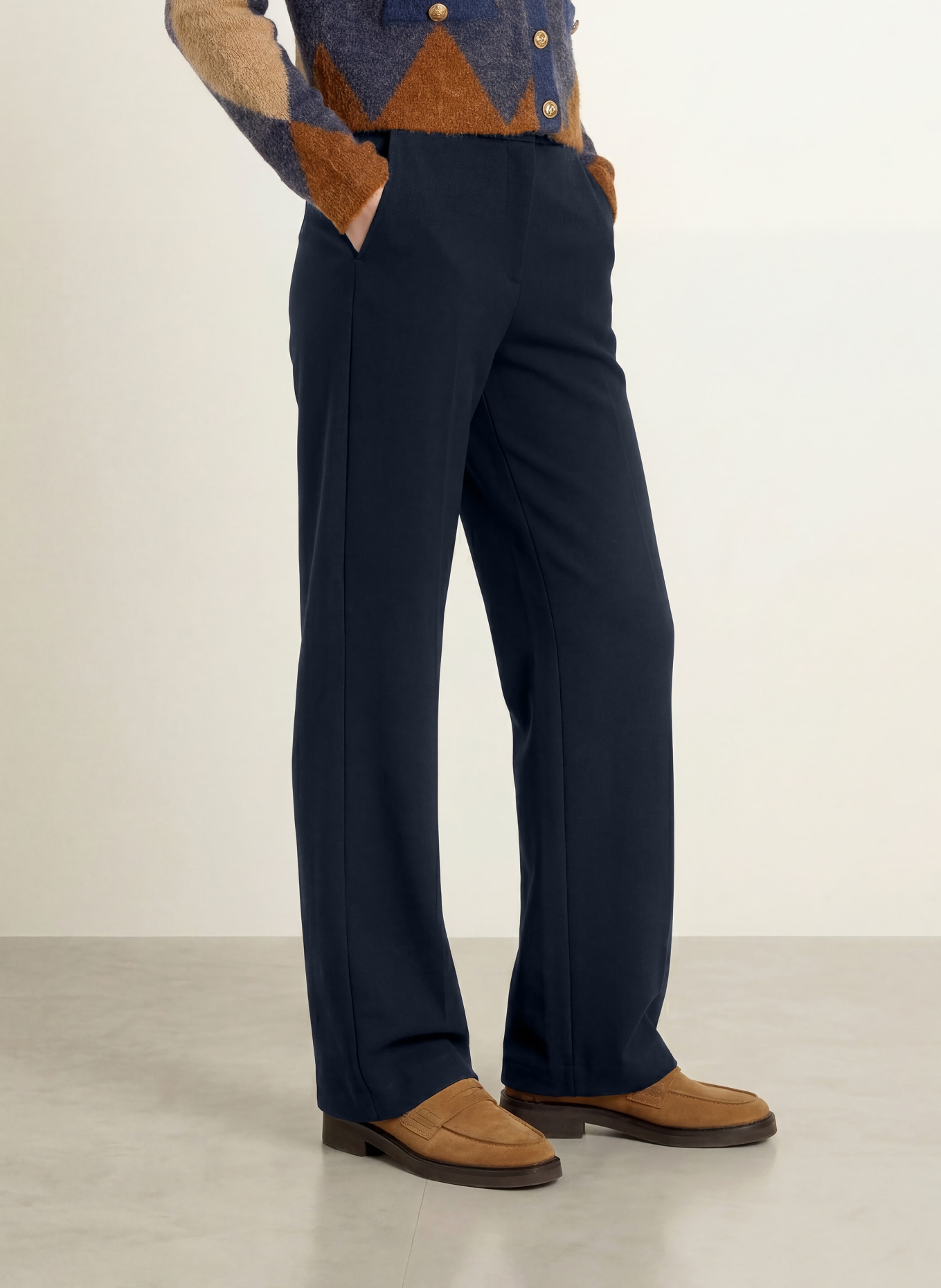 MORE & MORE Marlenehose aus Jersey: DUNKELBLAU